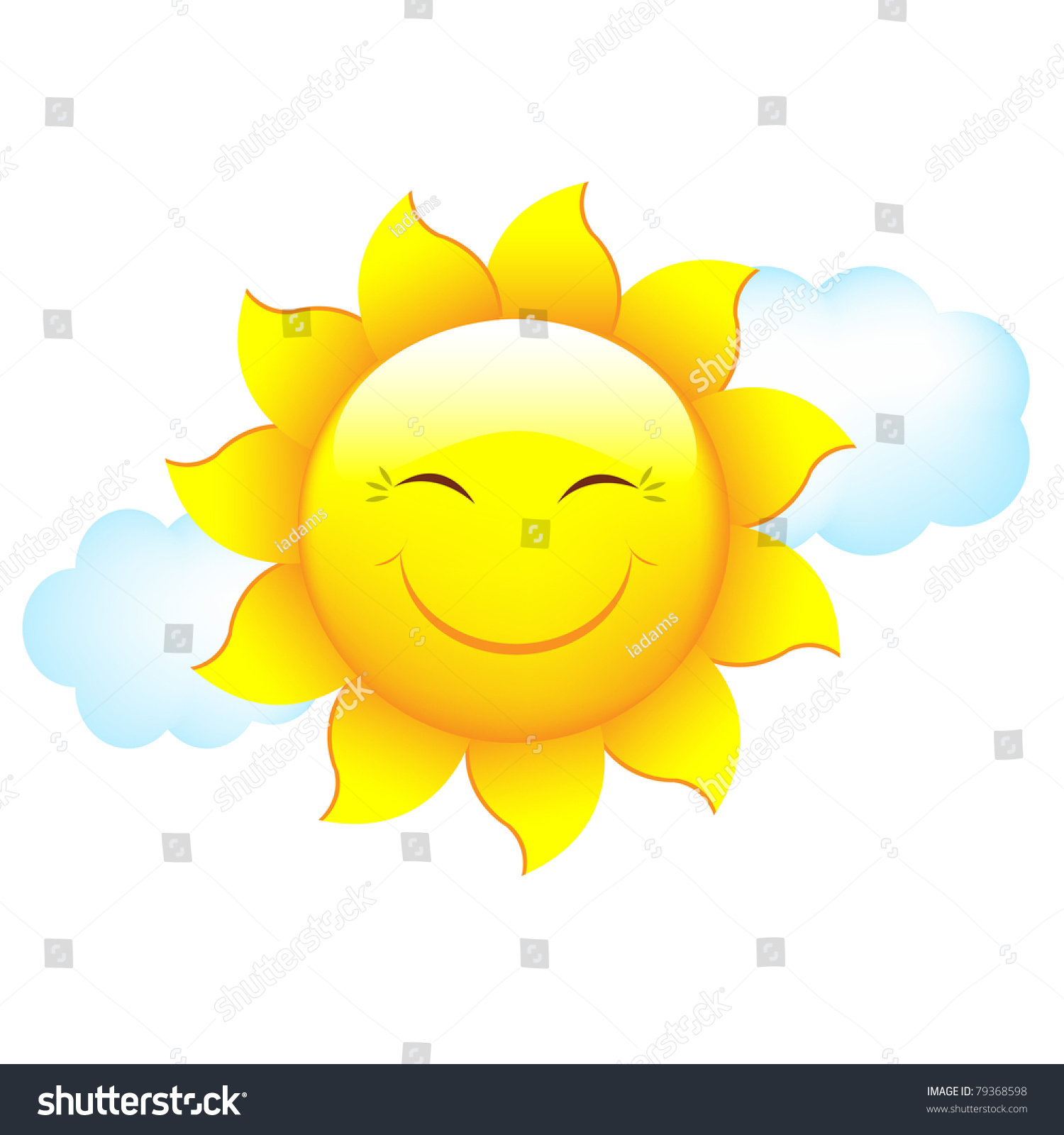 Cartoon Sun Cloud Isolated On White Stock Illustration 79368598