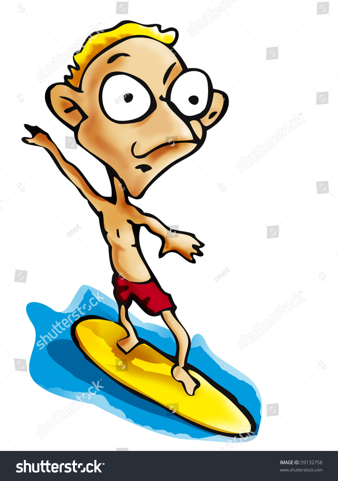 Cartoon Surfer On Wave Illustration Stock Illustration 59132758