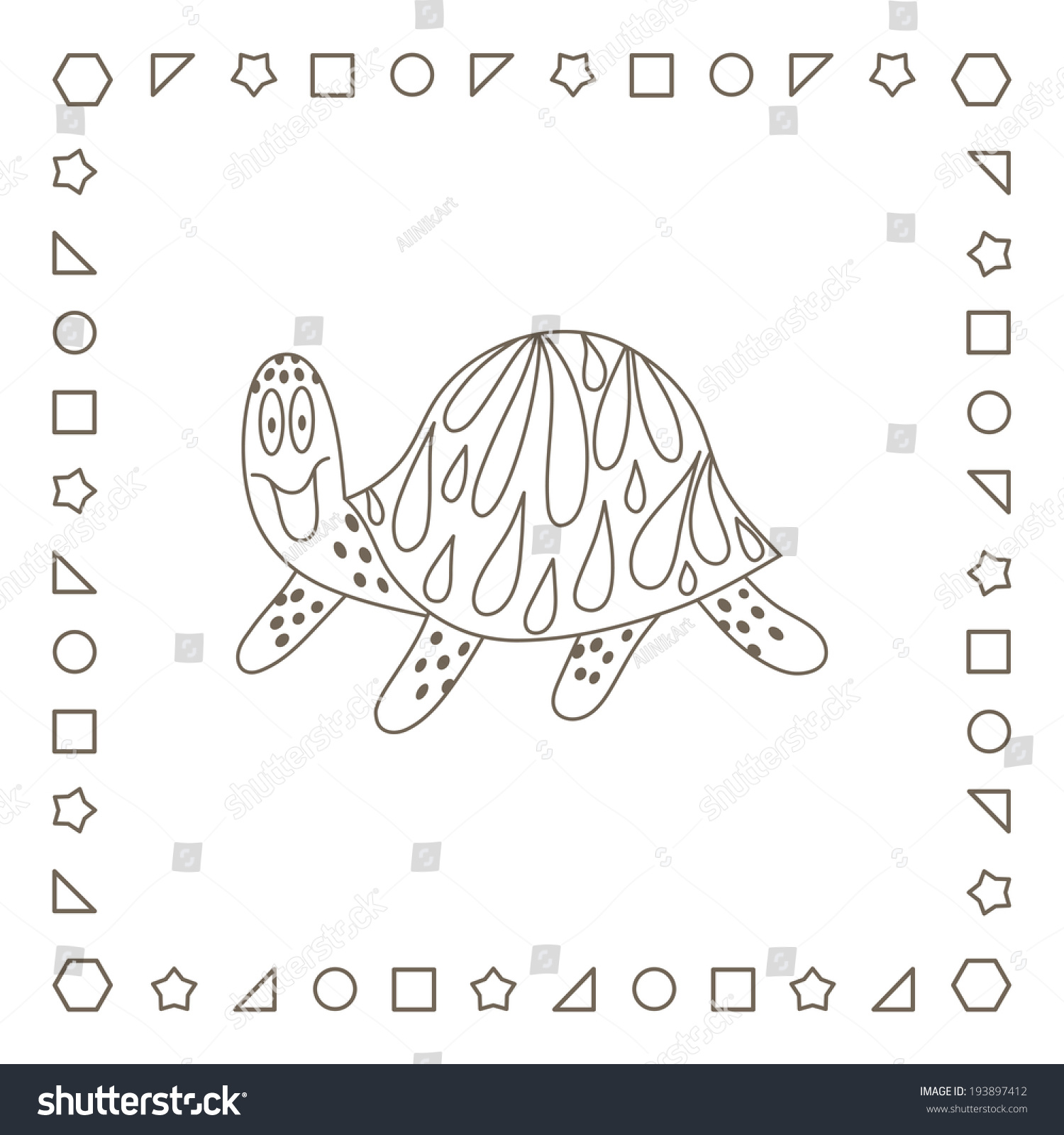 Cartoon Tortoise Coloring Page Coloring Book Stock Illustration