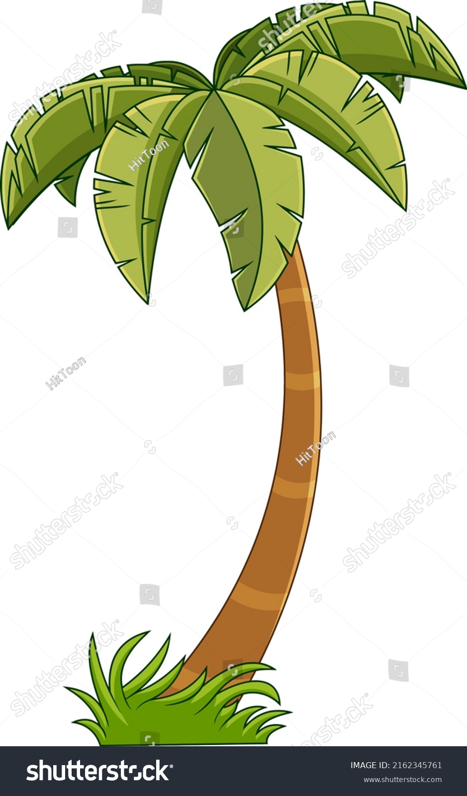 Cartoon Tropical Palm Tree Crown Green Stock Illustration 2162345761 ...