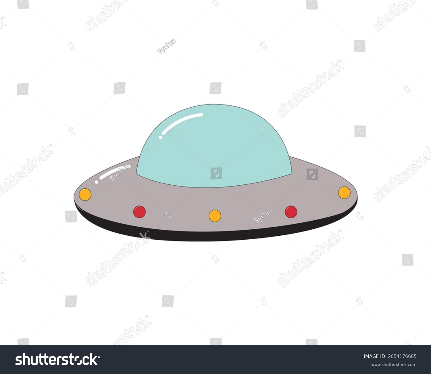 Cartoon Vintage Cute Ufo Drawing Stock Illustration 2054176685 ...