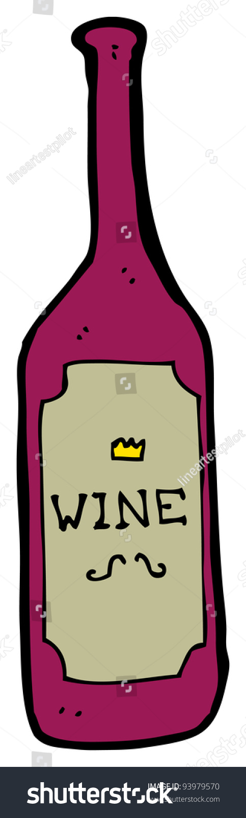 Cartoon Wine Bottle Raster Version Stock Illustration 93979570