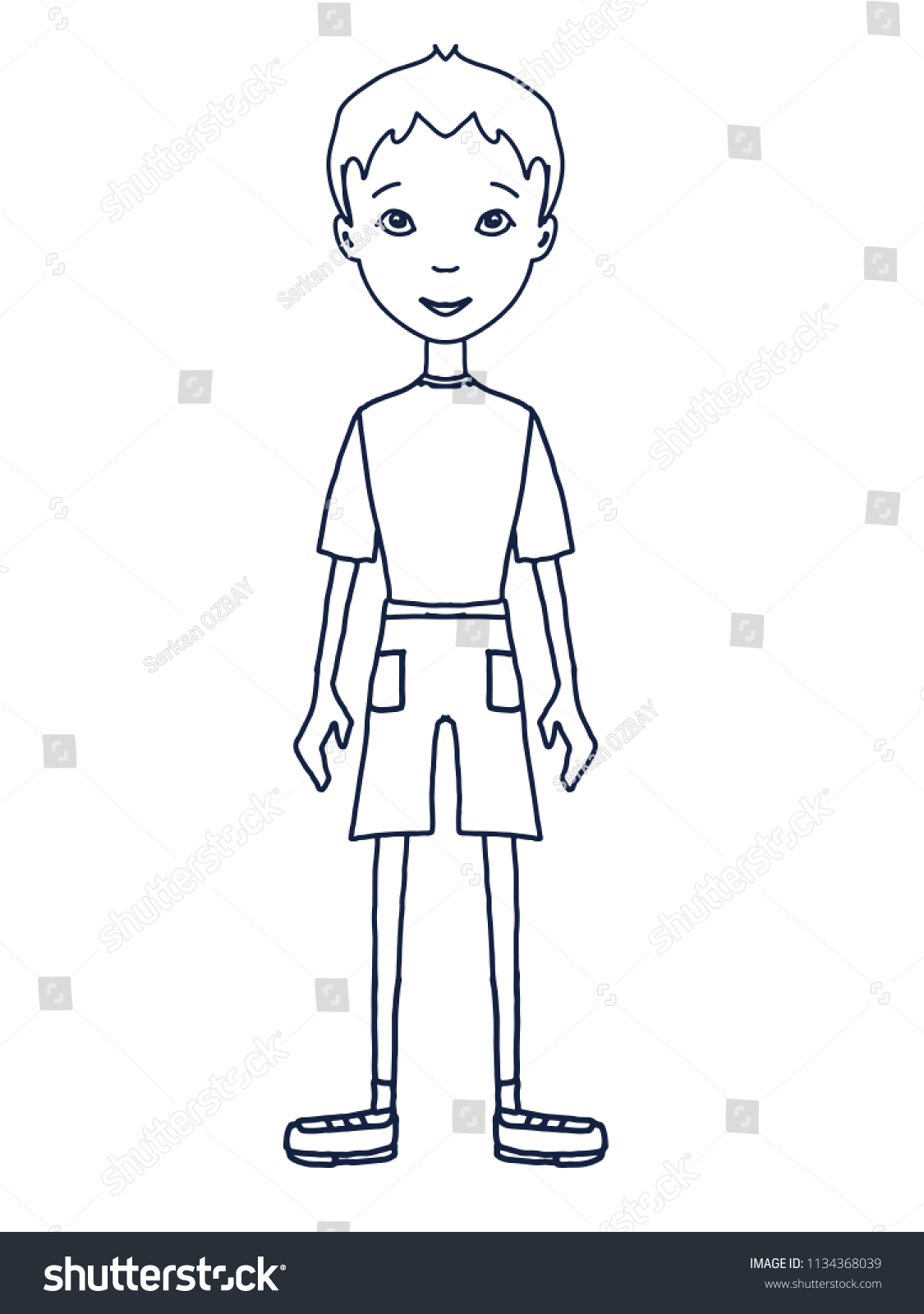 Cartoon Young Boy Child Standing Illustration Stock Illustration ...