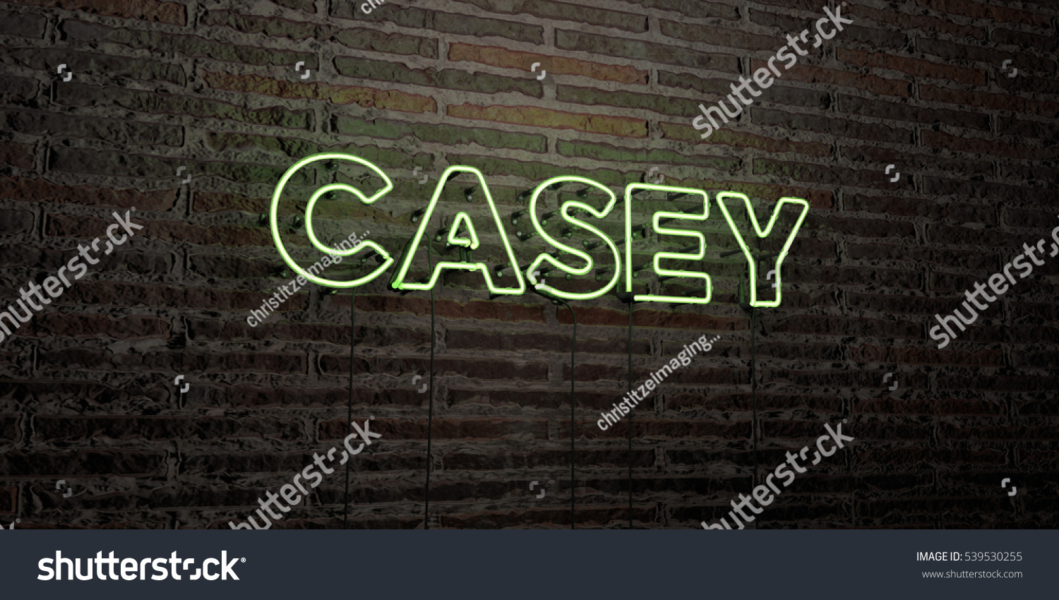 Casey Realistic Neon Sign On Brick Stock Illustration 539530255 ...