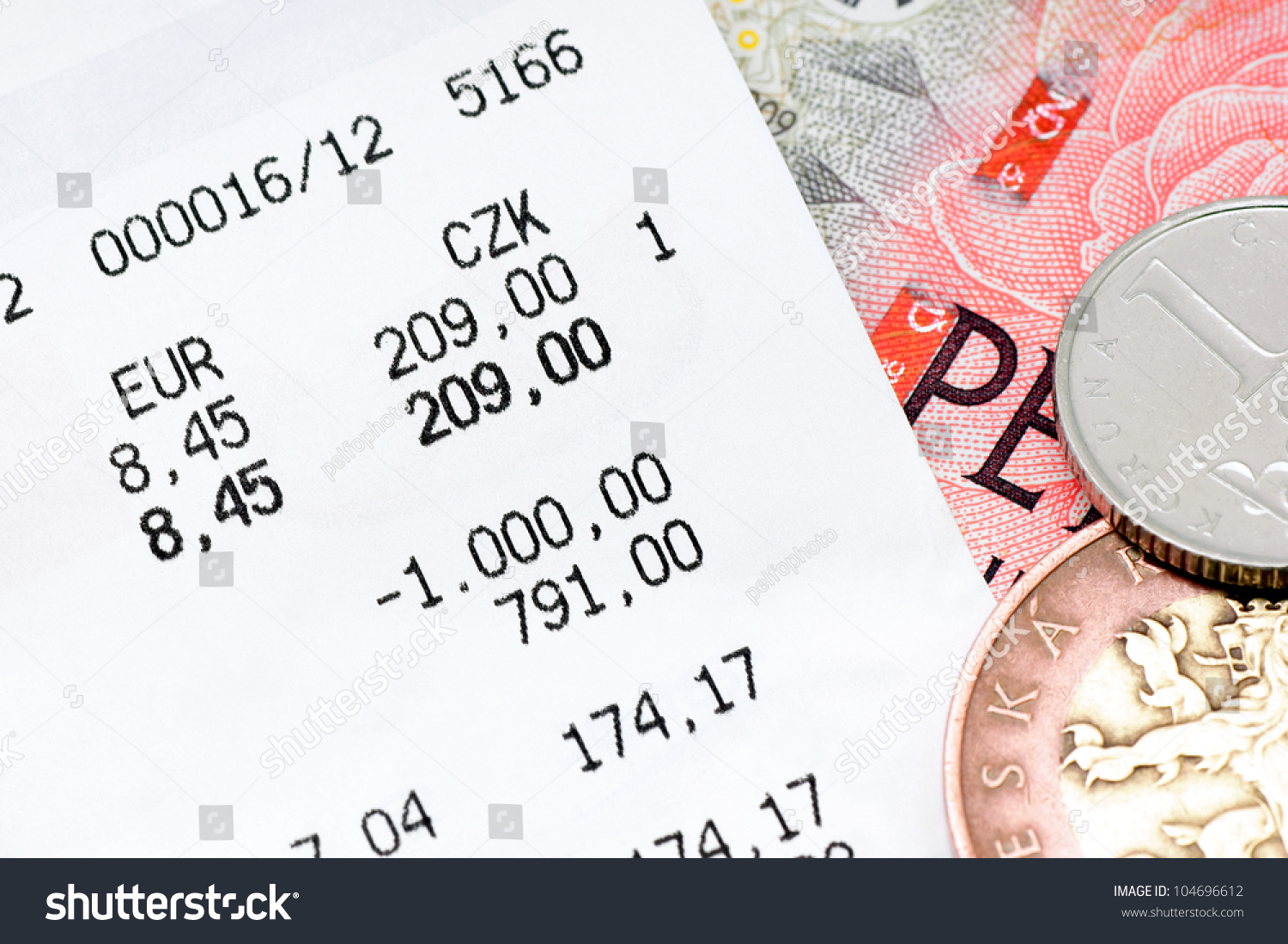 Cash Register Receipt Czech Money Stock Photo 104696612 | Shutterstock