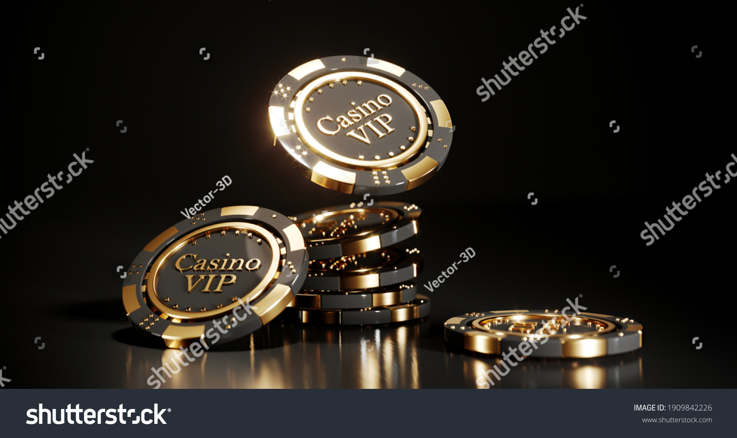 Casino Chips On Black Background Casino Stock Illustration 1909842226