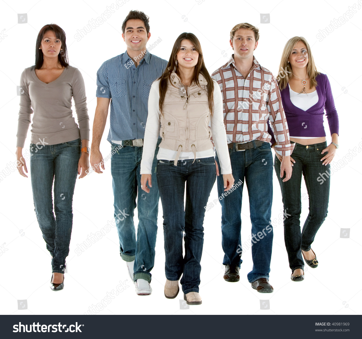 Casual Group People Walking Isolated Over Stock Photo 40981969 ...