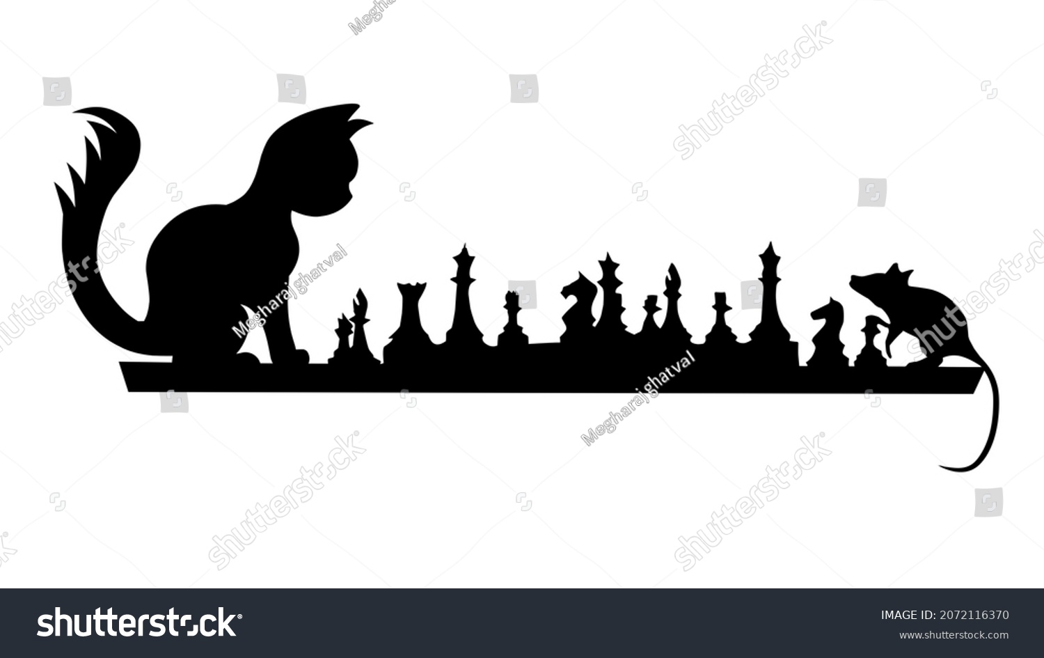 Cat Mouse Playing Chess Silhouette Illustrations Stock Illustration ...