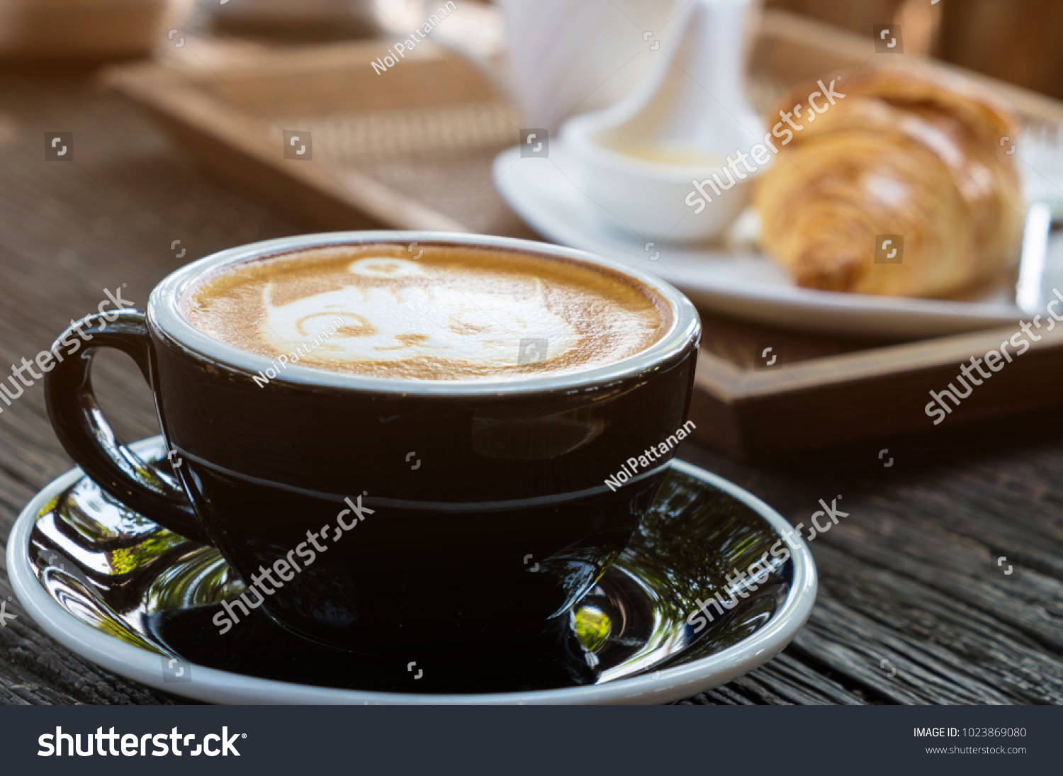 Cat Face Design Latte Art Coffee Stock Photo Royalty Free 1023869080 Cat Face Design Latte Art Coffee Stock Photo Royalty Free 1023869080