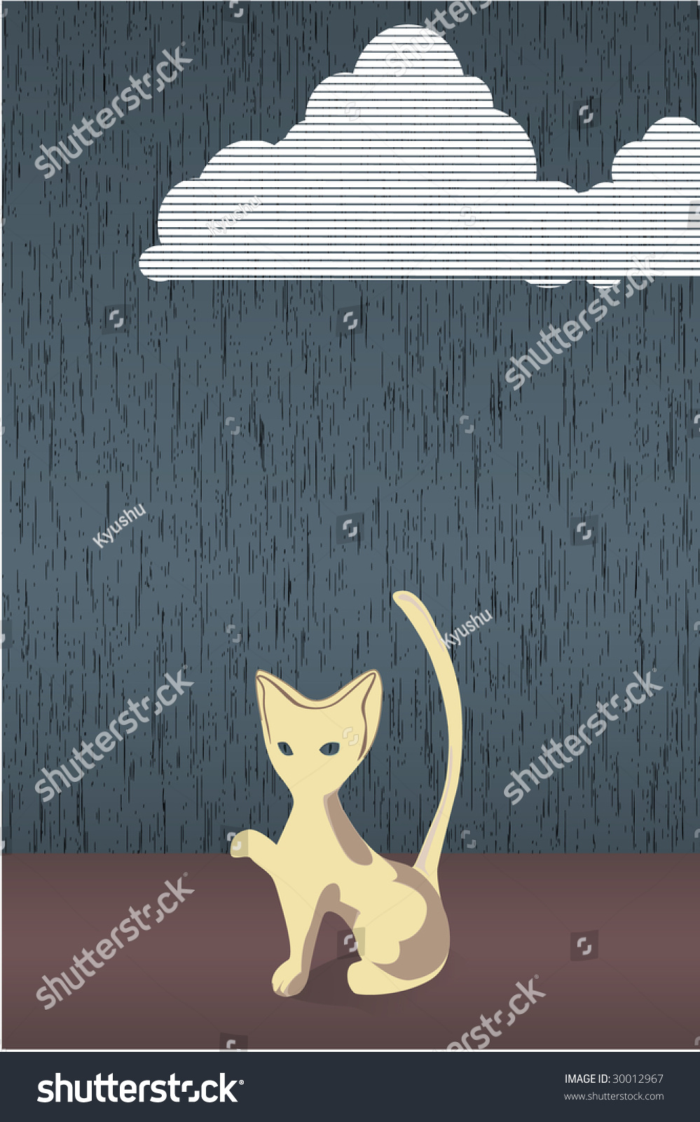 Cat Rain Stock Illustration