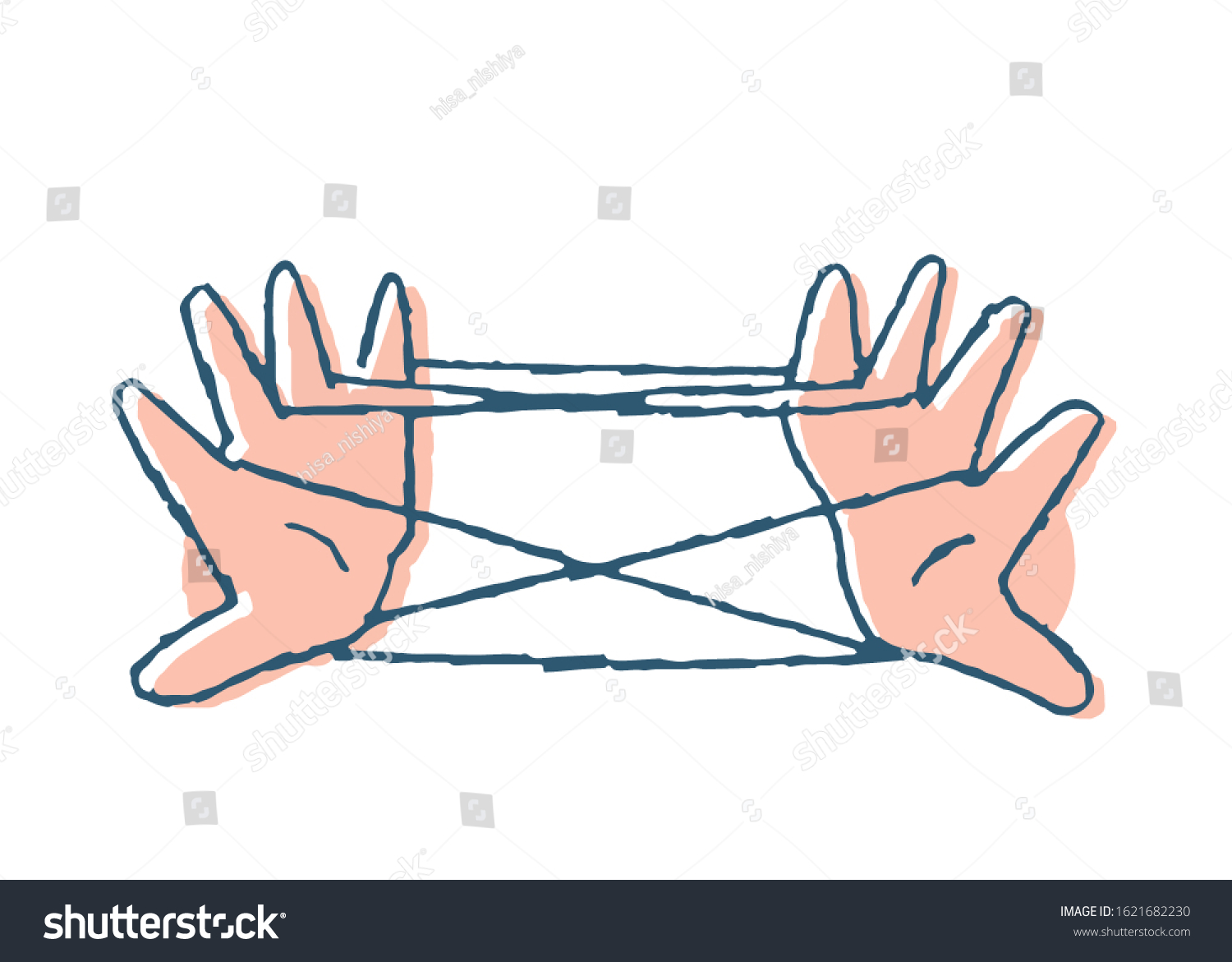 Cats Cradle Cradle One Japanese Playing Stock Illustration 1621682230