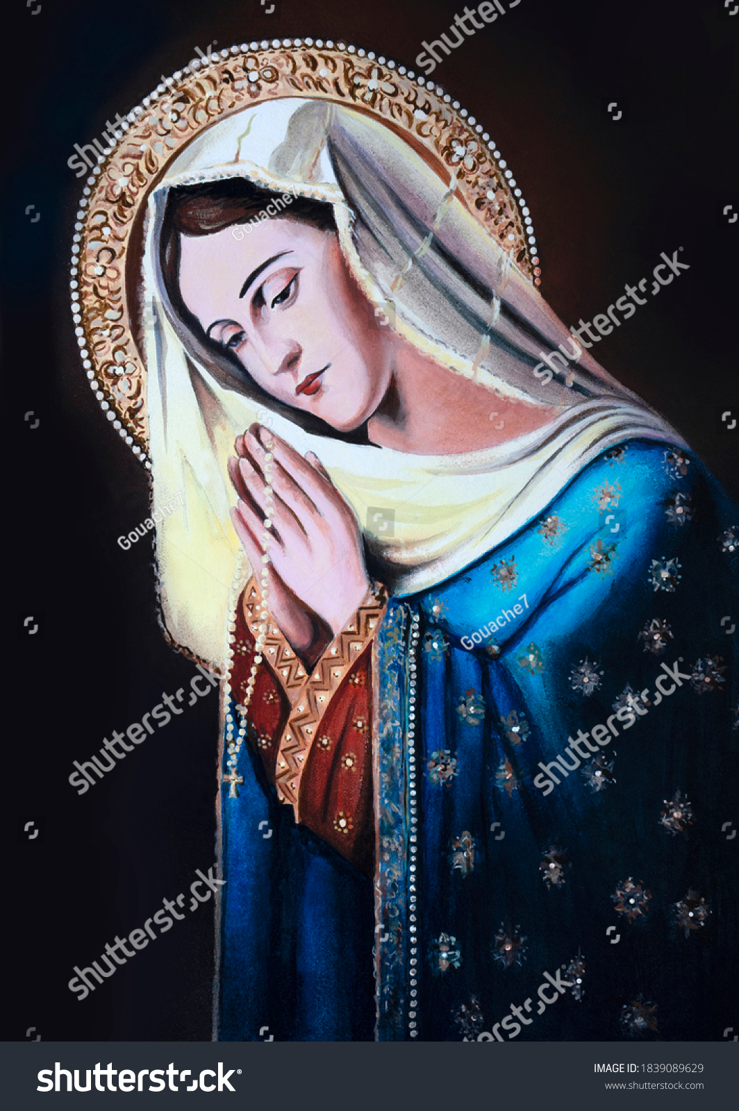 Catholic Icon Virgin Mary Hands Prayer Stock Illustration 1839089629 Shutterstock 