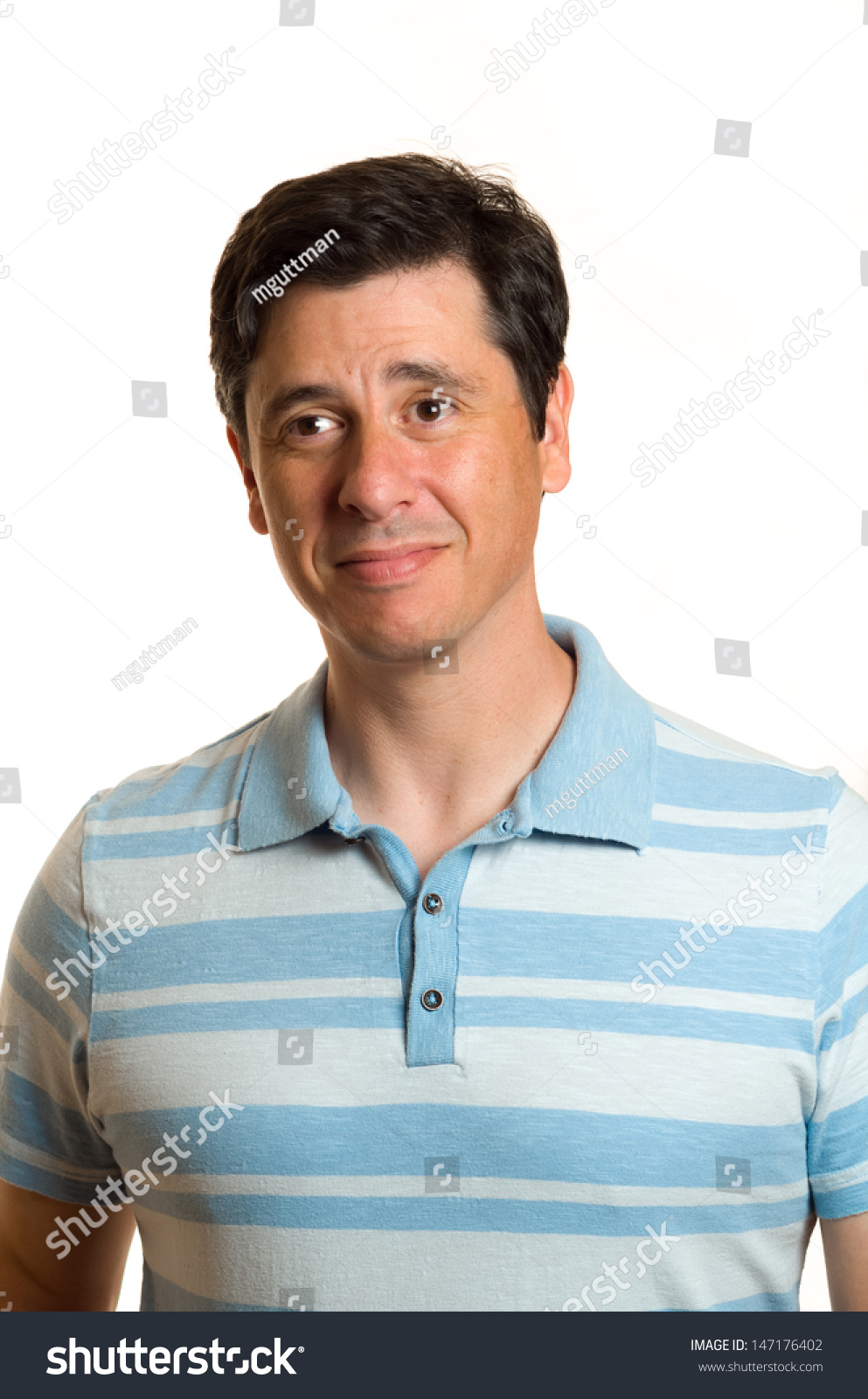 Caucasian Middle Aged Man Blue Collared Stock Photo Edit Now