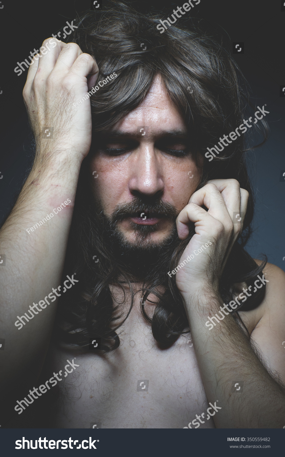 Caucasian Sexy Naked Man Long Dark Stock Photo Edit Now