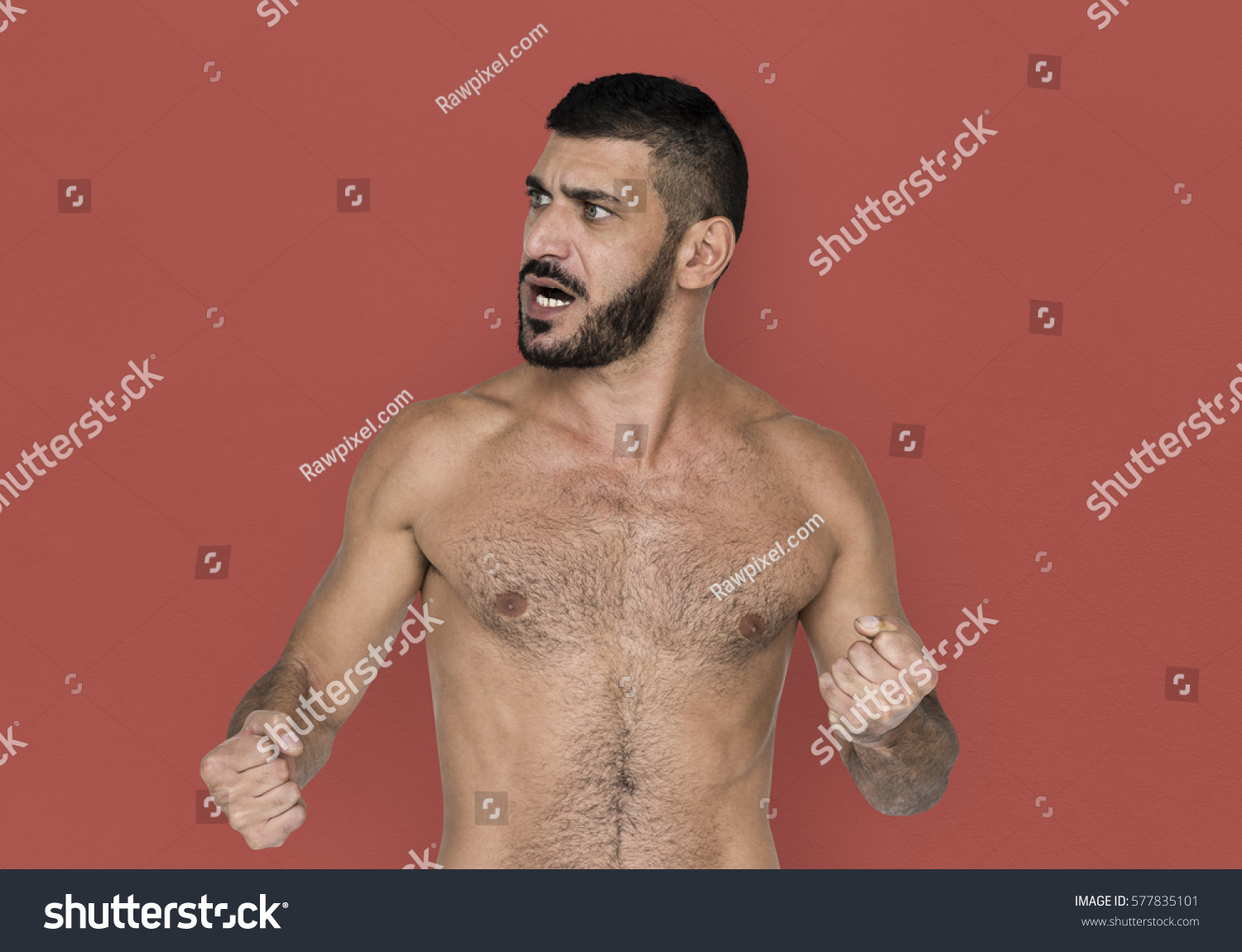 Caucasian White Man Topless Angry Stock Photo Edit Now