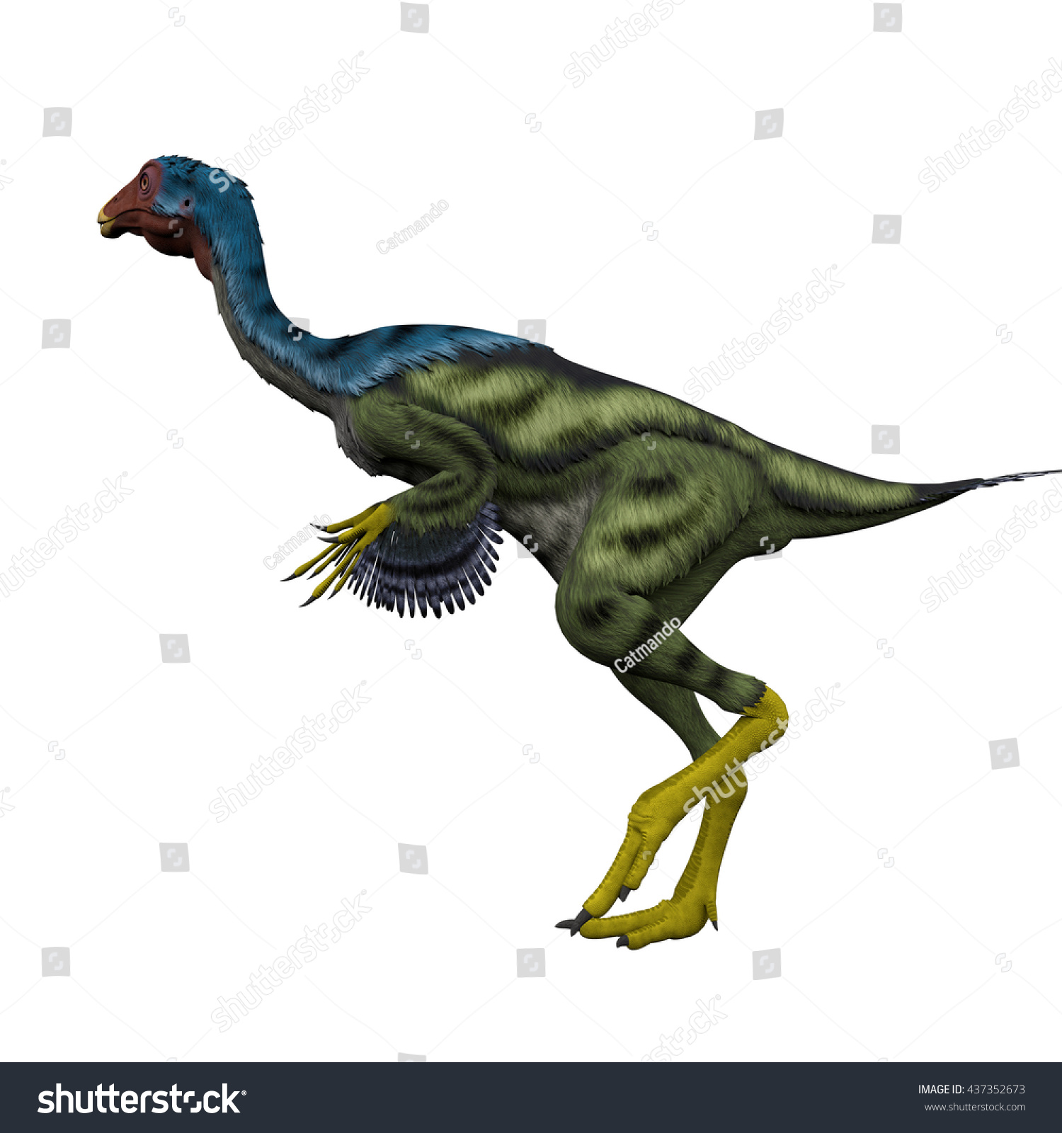 Caudipteryx Side Profile 3d Illustration Caudipteryx Stock Illustration ...