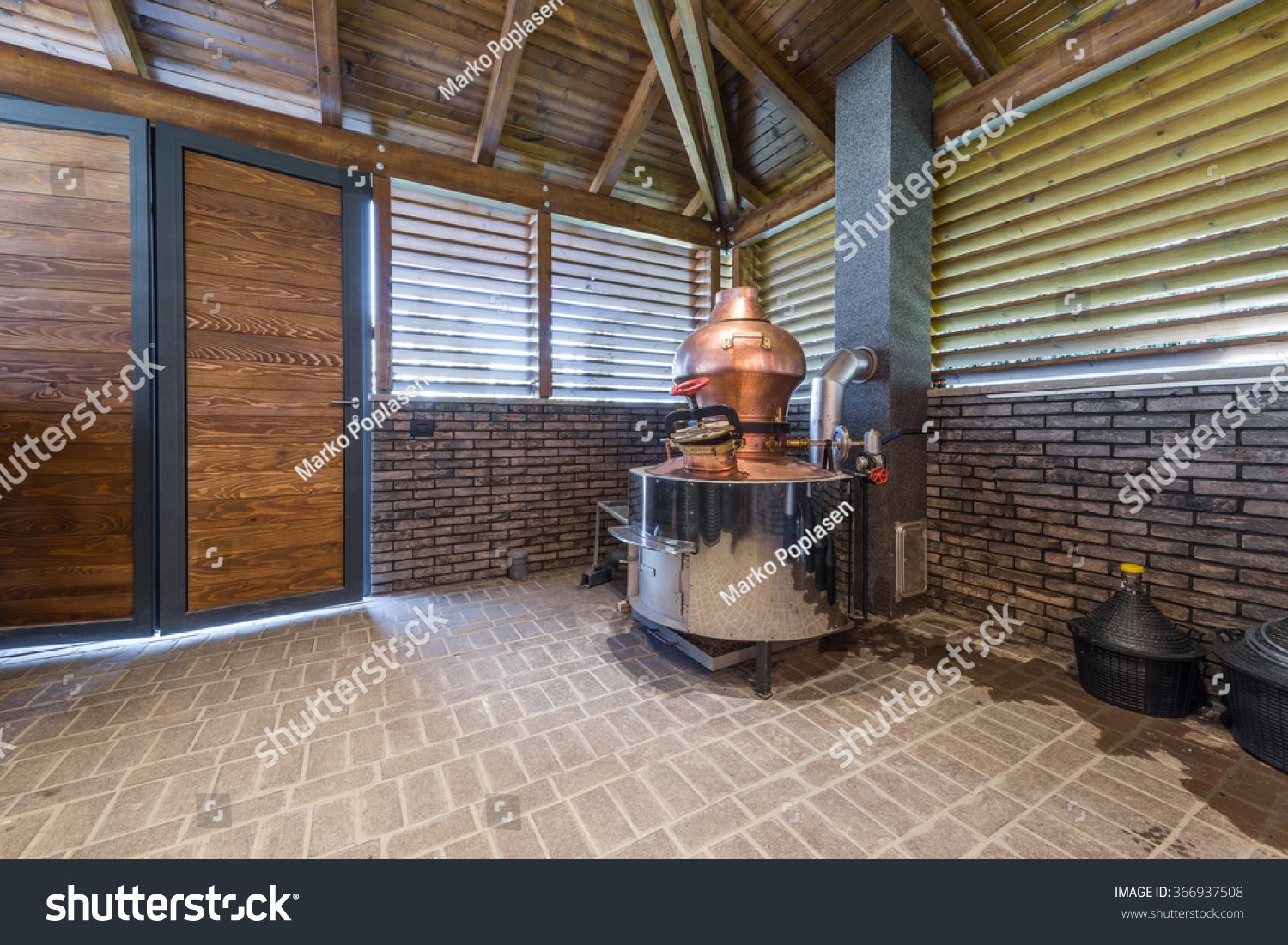 Cauldron Brandy Modern Log Cabin Interior Stock Photo Edit