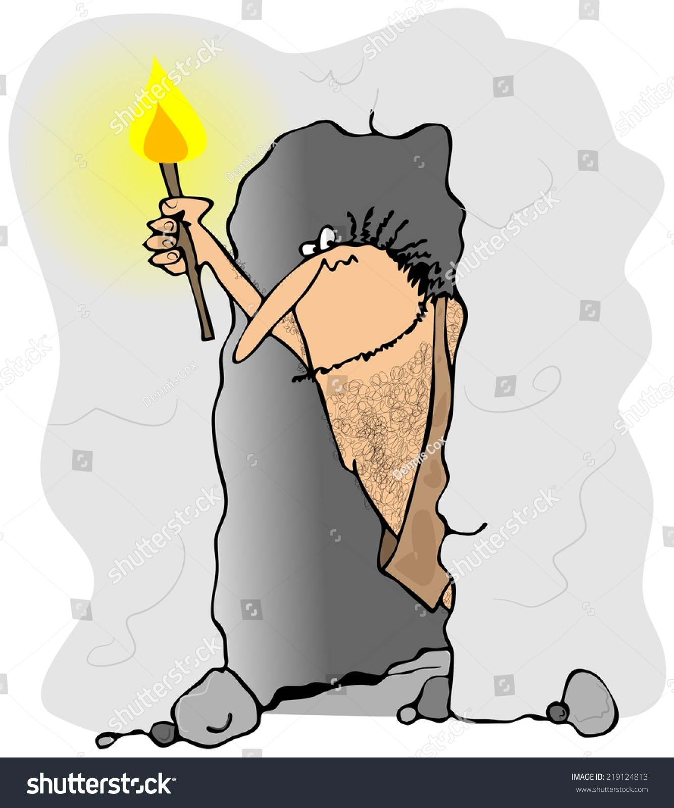 Caveman Peering Out Cave Stock Illustration 219124813 | Shutterstock