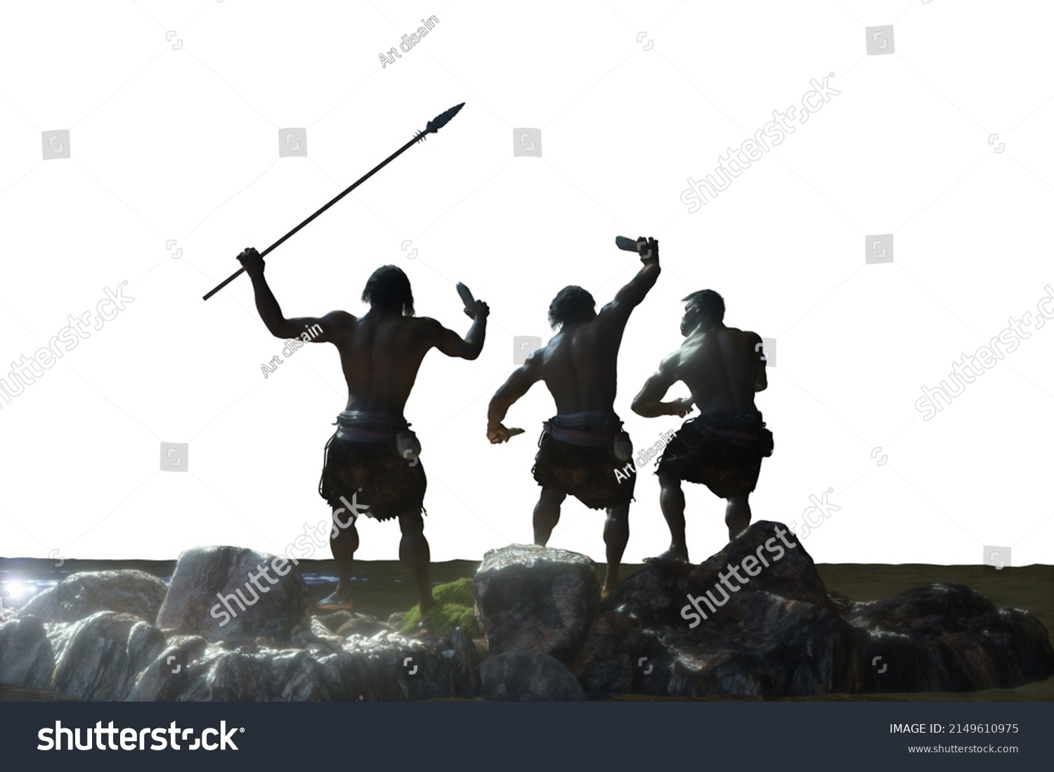 Caveman Tribe Peoples Render 3d Illustration Stock Illustration ...