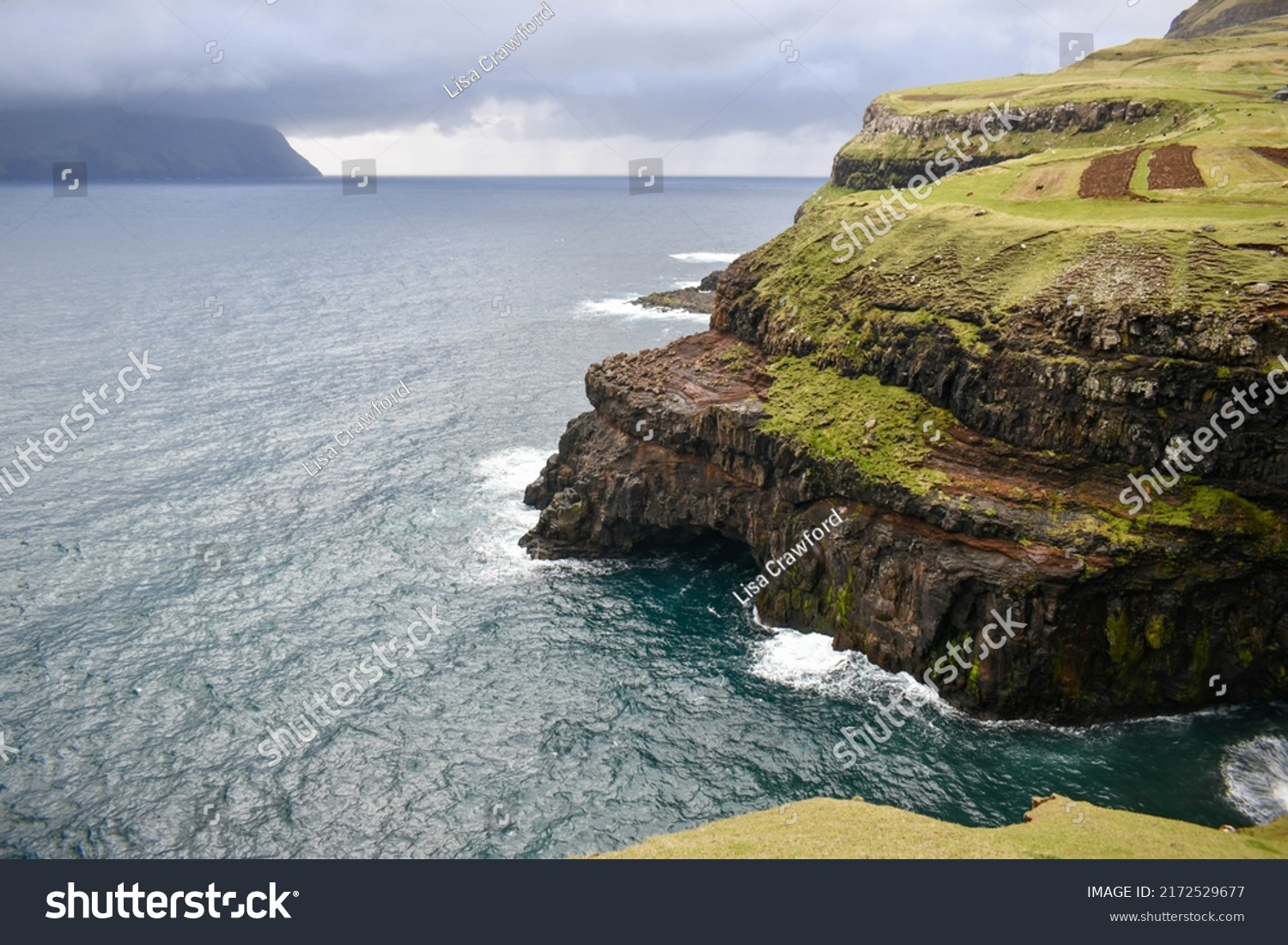 Caves Near Gasadalur Waterfall Faroe Islands Stock Photo 2172529677 ...