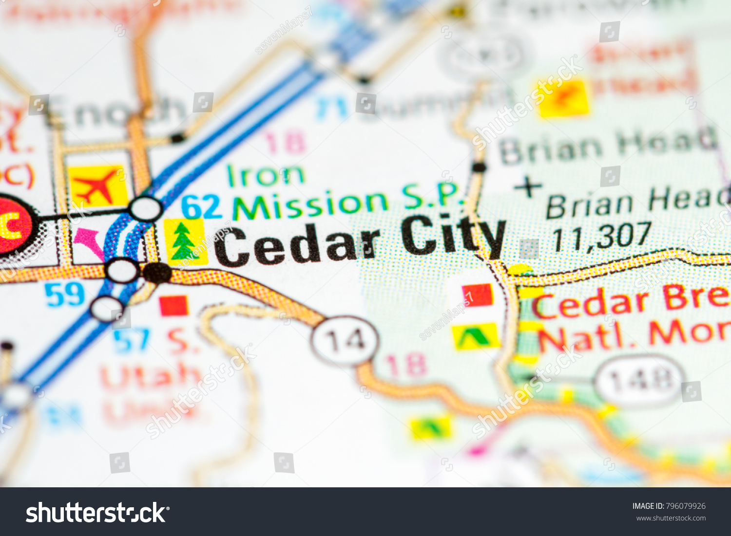 Cedar City Utah On Map Cedar City Utah Usa On Map Stock Photo 796079926 | Shutterstock