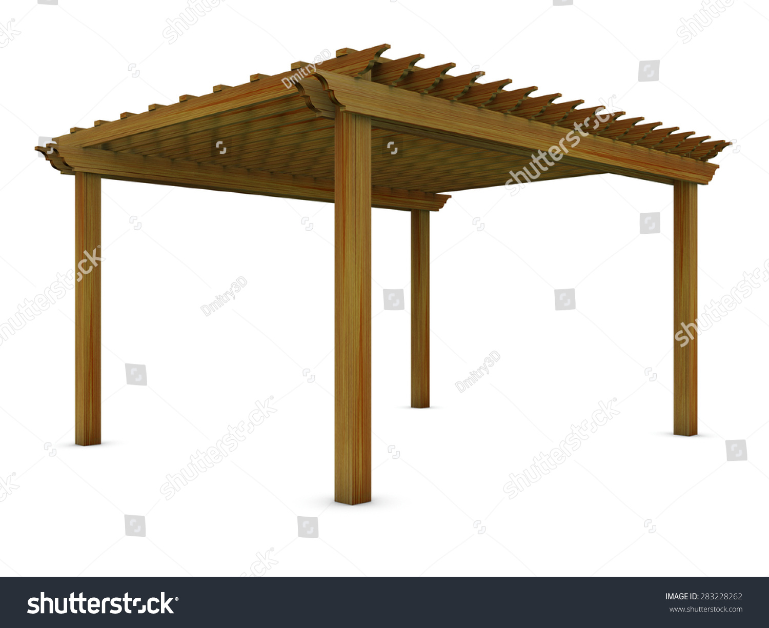 Cedar Wooden Pergola On White Stock Illustration 283228262 | Shutterstock