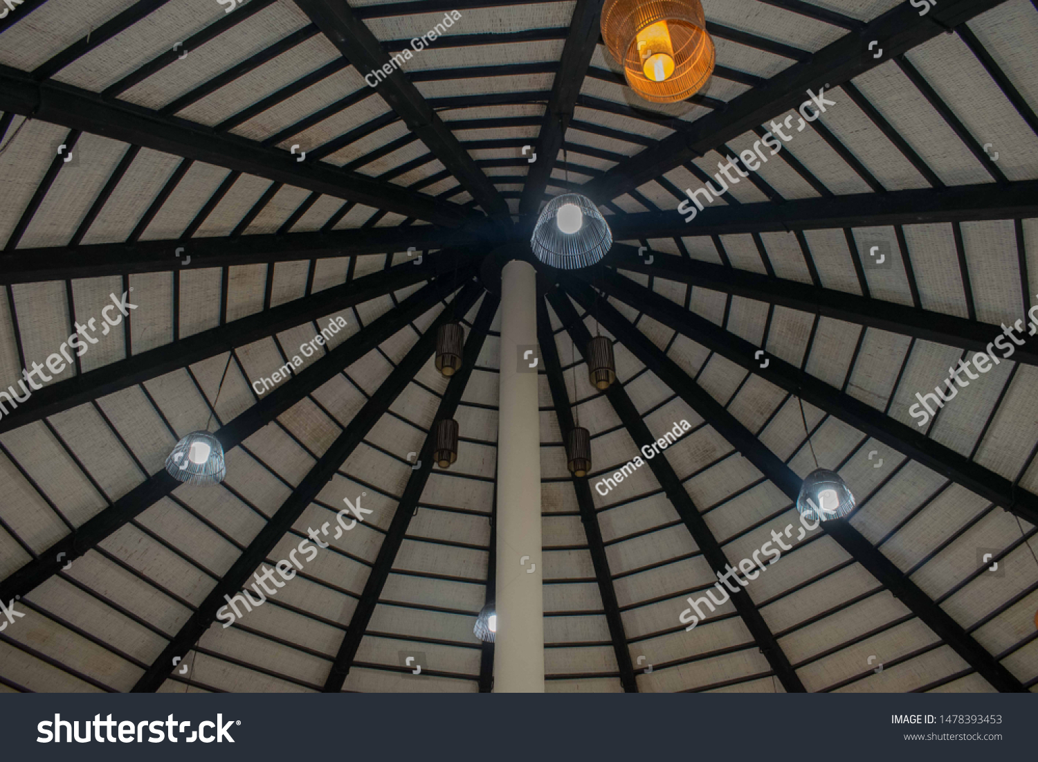 Ceiling Design That Resembles Umbrella Lights Royalty Free Stock