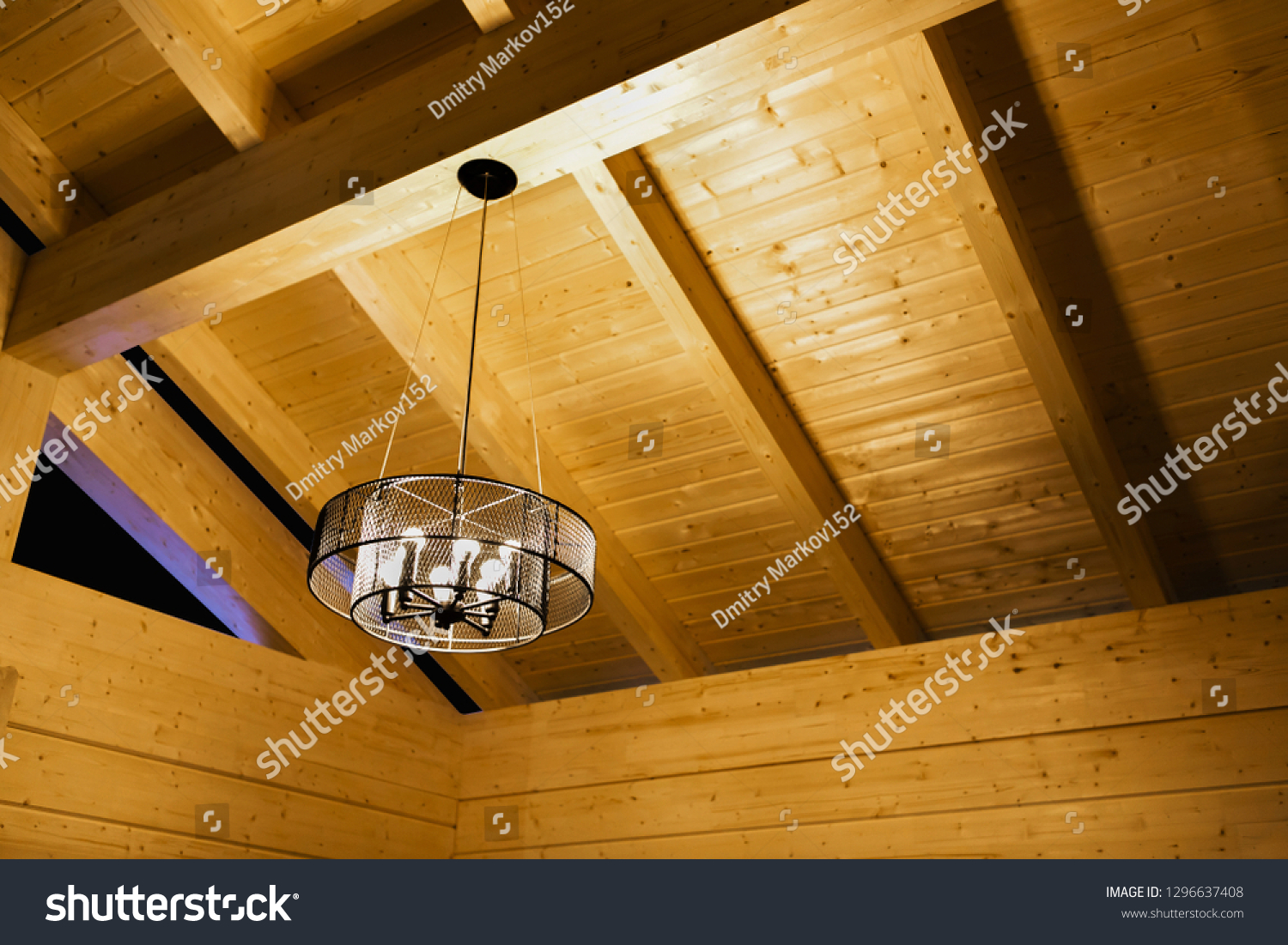 Ceiling Wooden House Chandelier Stock Photo Edit Now 1296637408