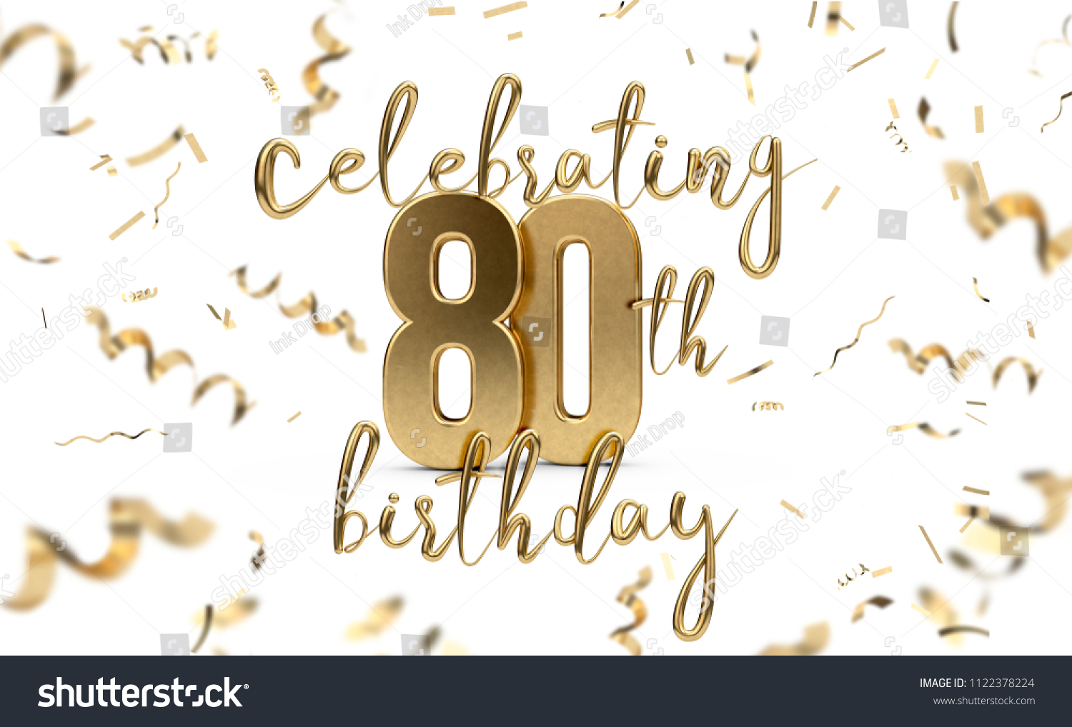 Celebrating 80th Birthday Gold Greeting Card Stock Illustration 1122378224