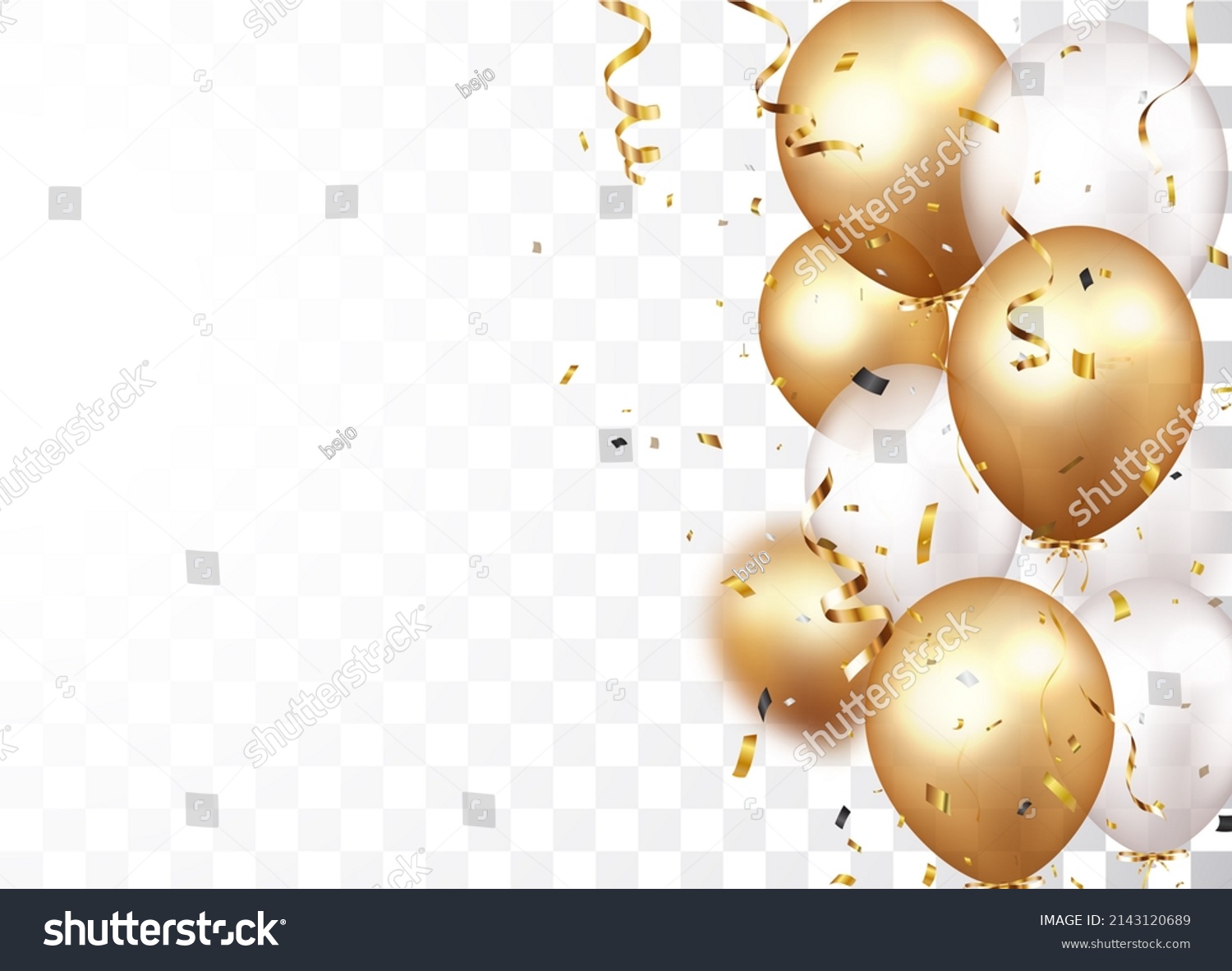 Celebration Banner Gold Confetti Balloons Isolated Stock Illustration ...