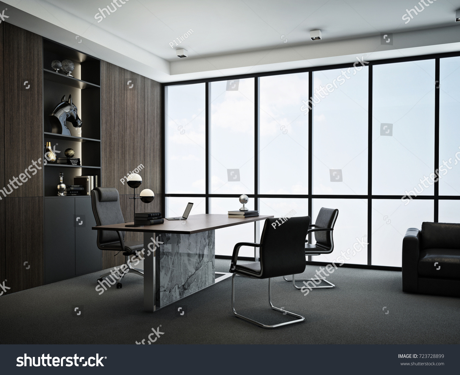 Ceo Office Interior Wood Wall Decoration Royalty Free