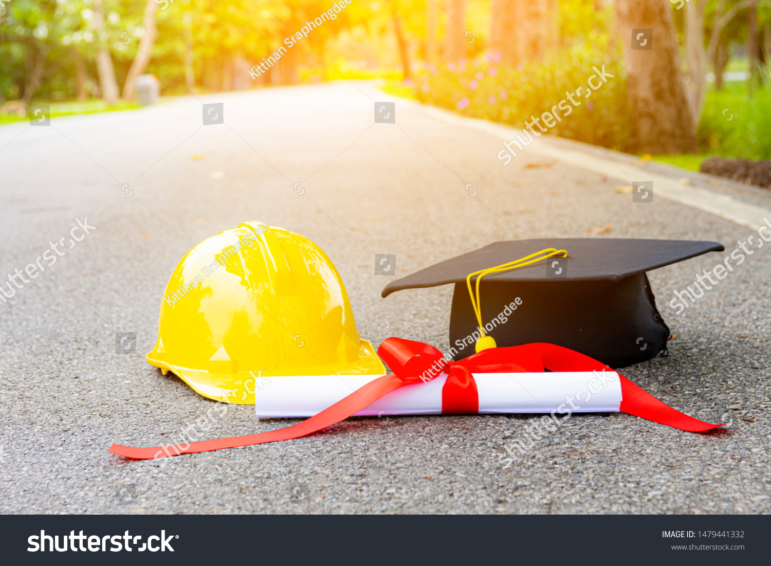 Certificate Graduation Cap Helmet Engineers Working Foto stock 1479441332 Shutterstock