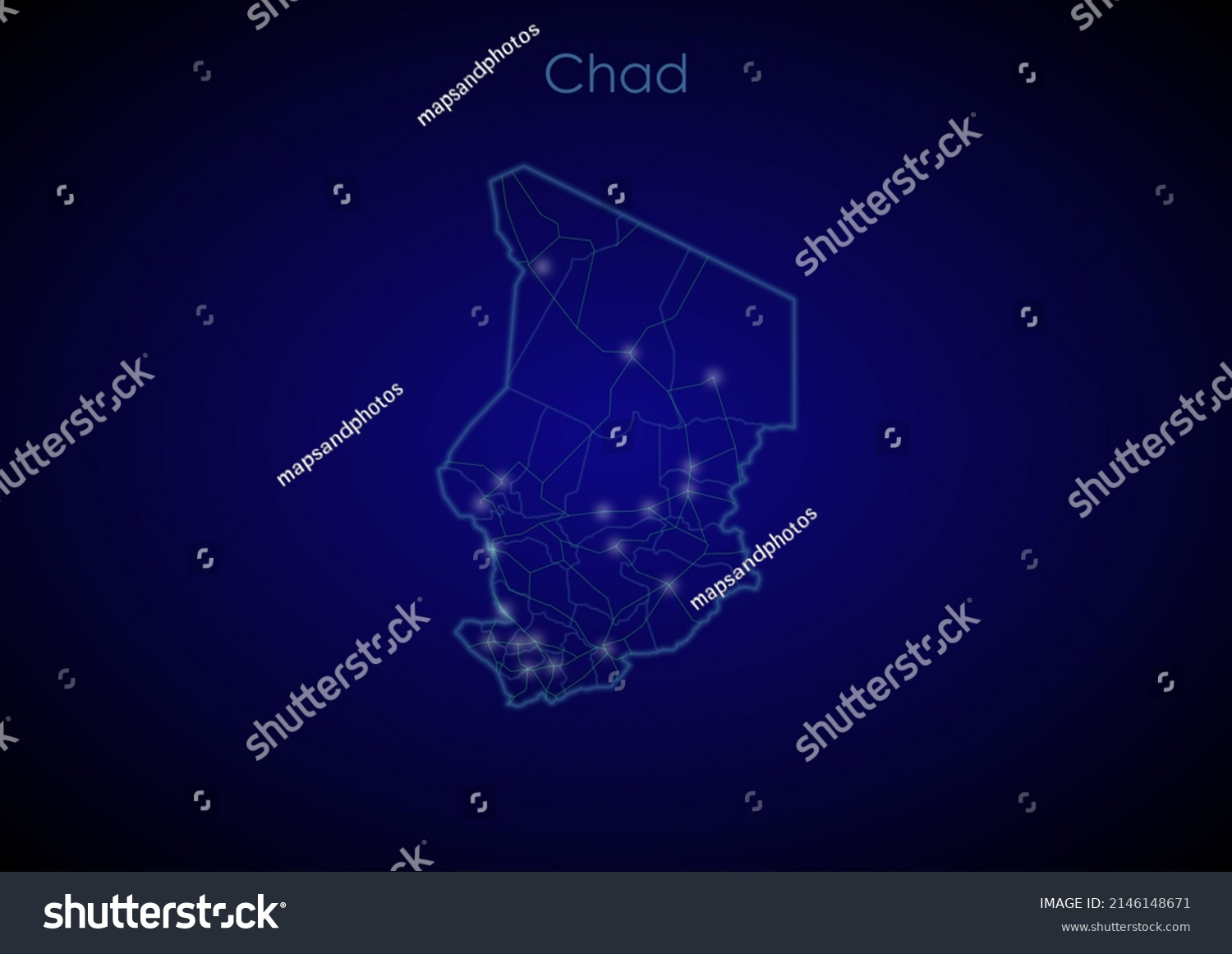 Chad Concept Map Glowing Cities Network Stock Illustration 2146148671   Stock Photo Chad Concept Map With Glowing Cities And Network Covering The Country Map Of Chad Suitable For 2146148671 