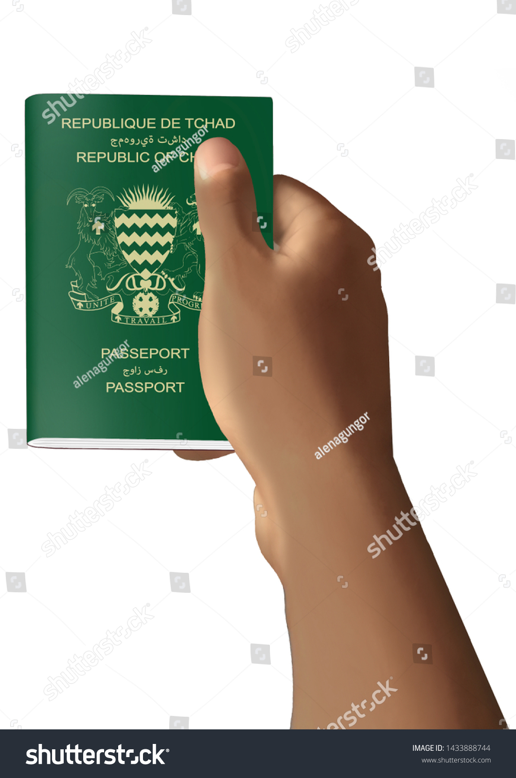 Chadian Passport Hand Realistic Giving Showing Stock Illustration