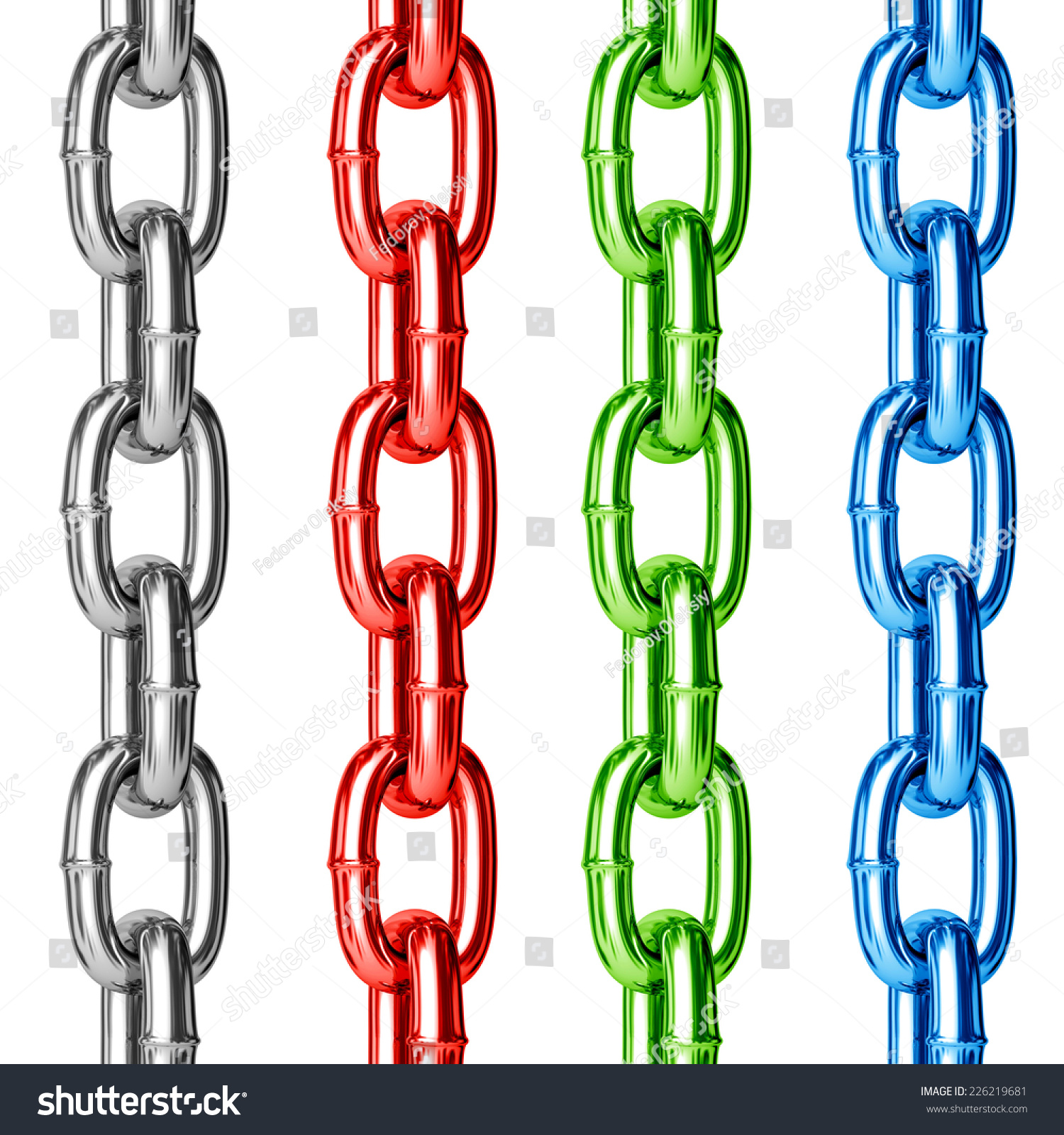 Chain Set Colorful Seamless Isolated On White. Stock Photo 226219681 ...