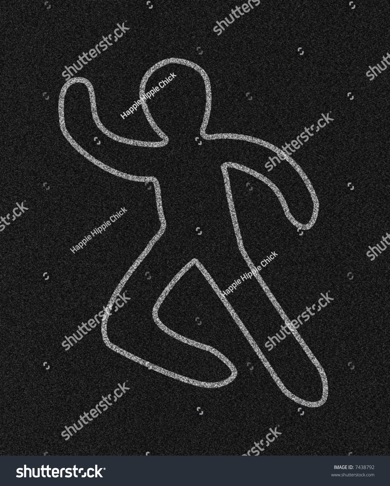 Chalk Outline Person On Black Asphalt Stock Illustration 7438792 ...