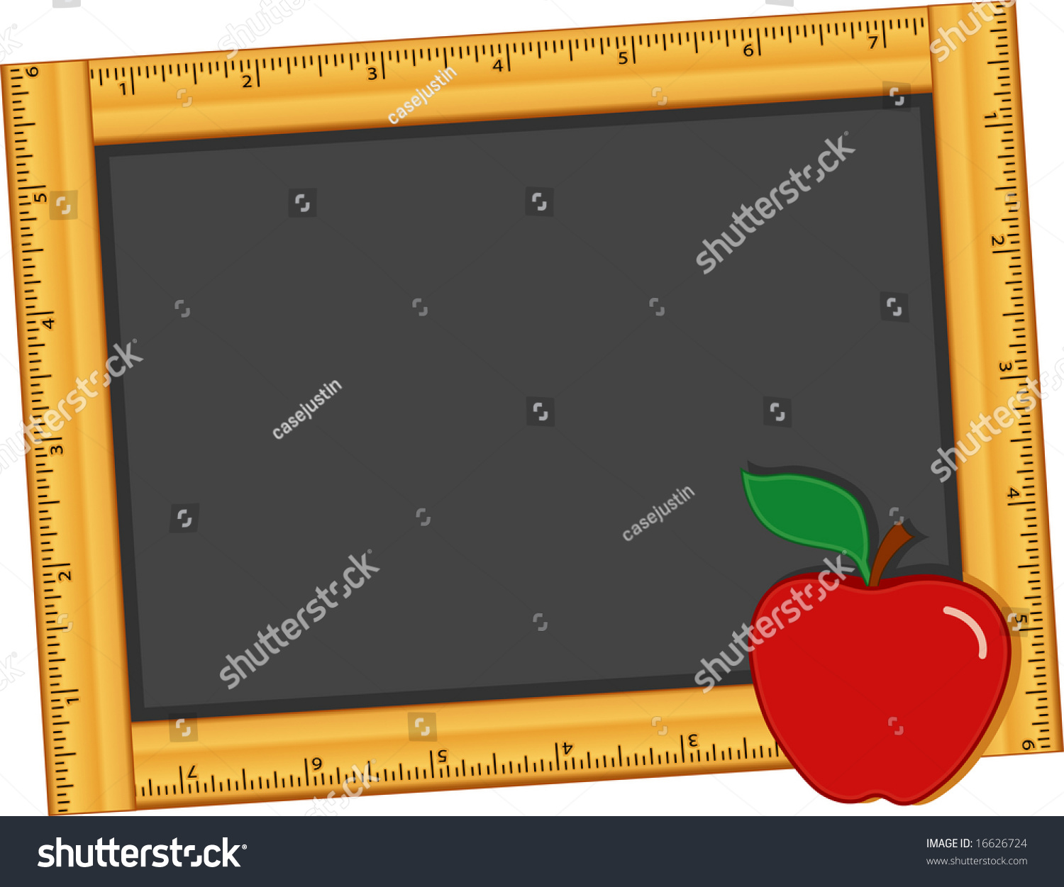 Chalkboard Ruler Frame, Blackboard With An Apple For The Teacher For ...