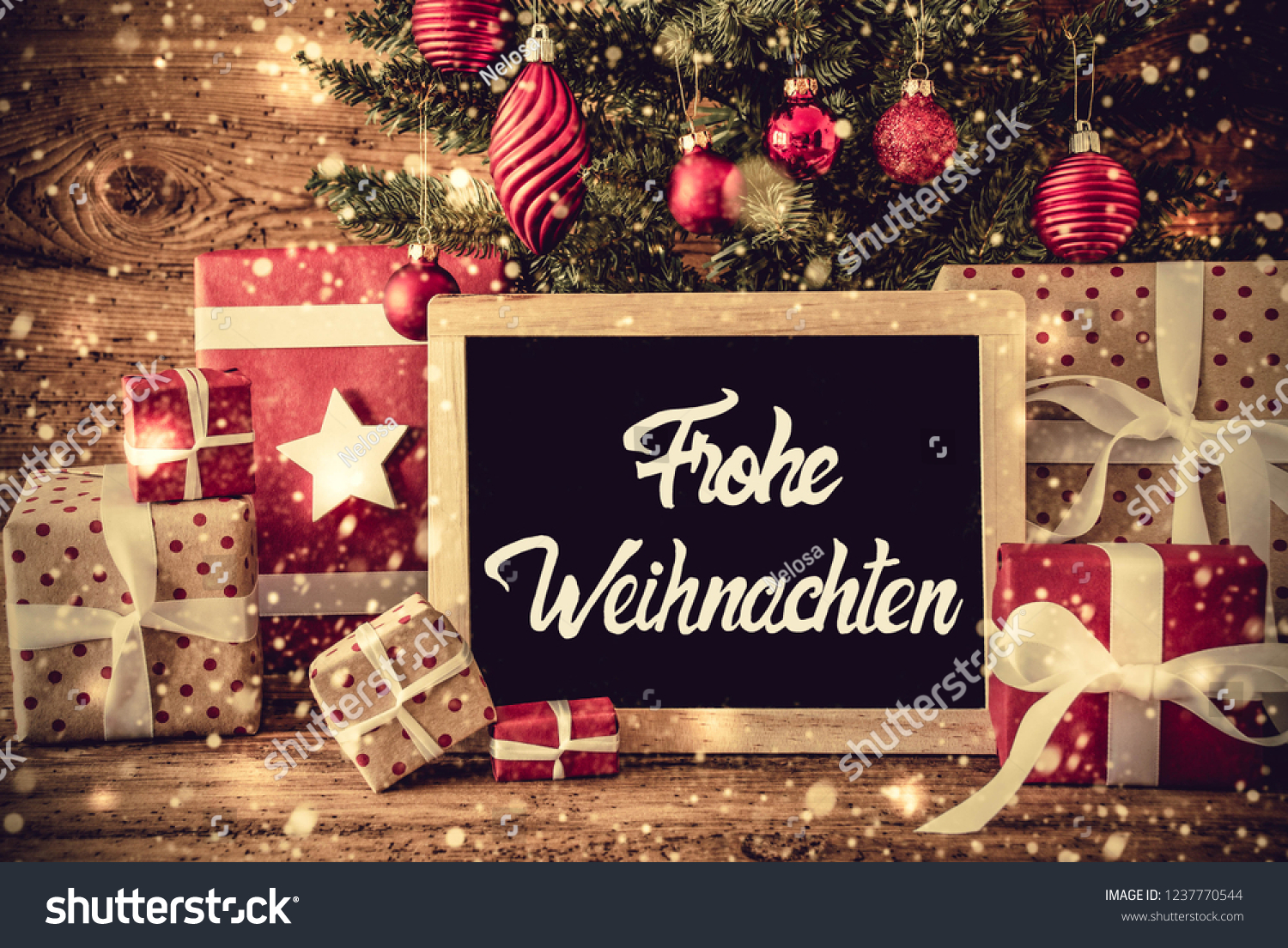 Chalkboard German Calligraphy Frohe Weihnachten Means Stock Photo Edit Now 1237770544