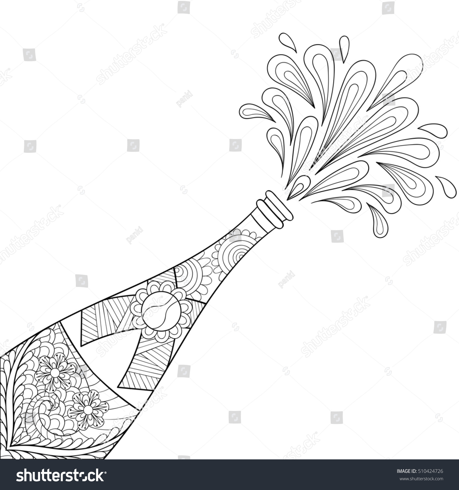 Champagne Explosion Bottlezentangle Style Freehand Sketch Stock ...