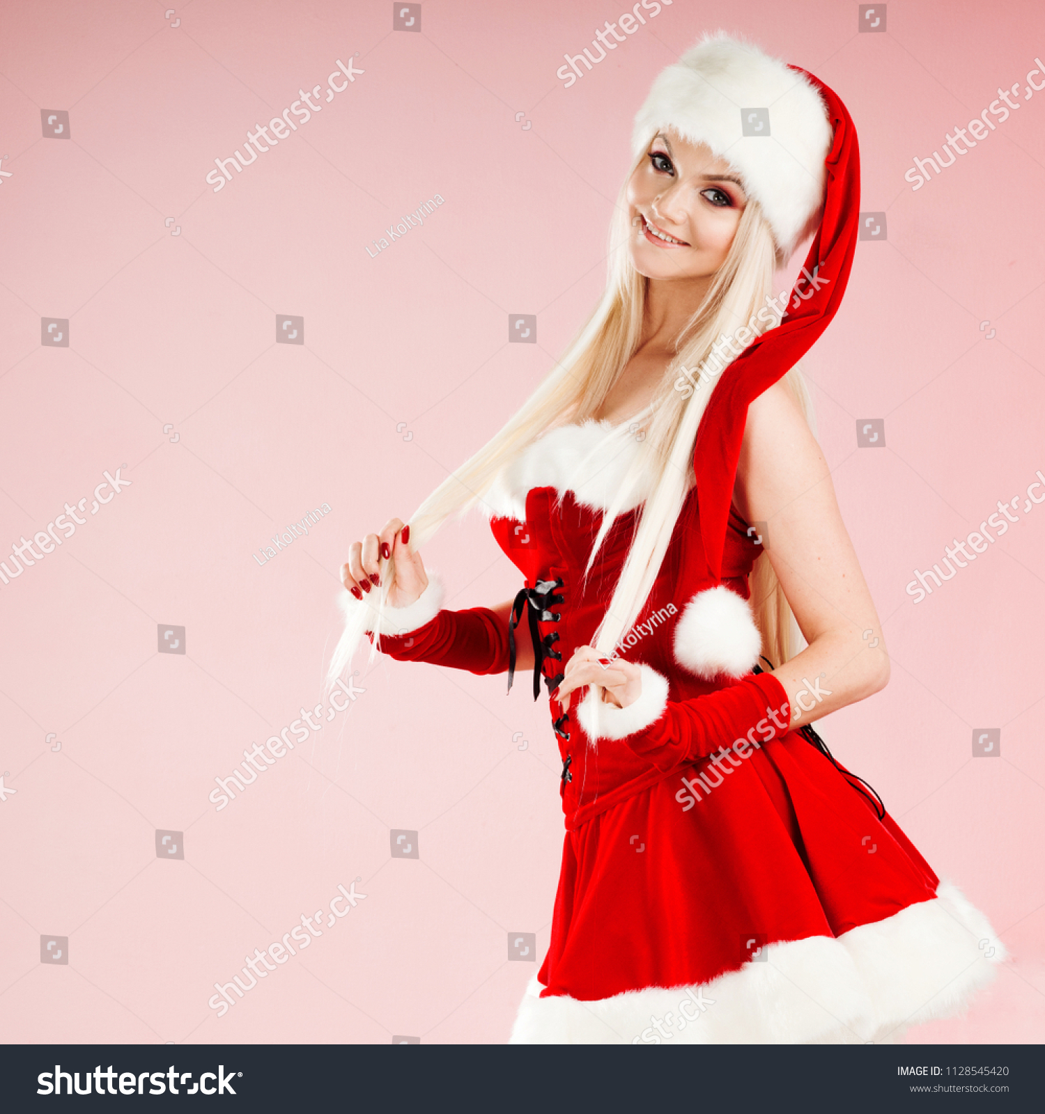 Sexy Blonde Lady Santa Suit