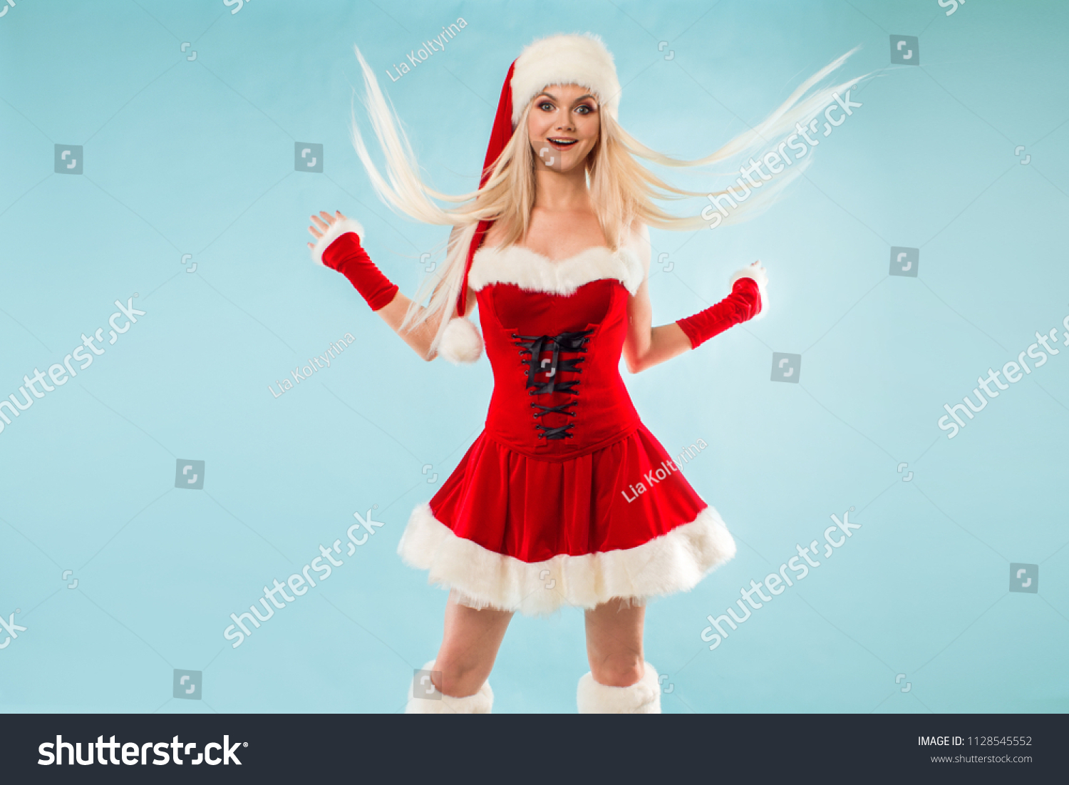 Sexy Blonde Lady Santa Suit