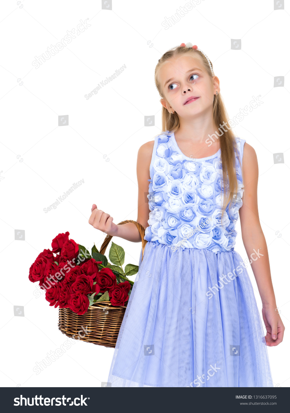 girl with a basket of flowers