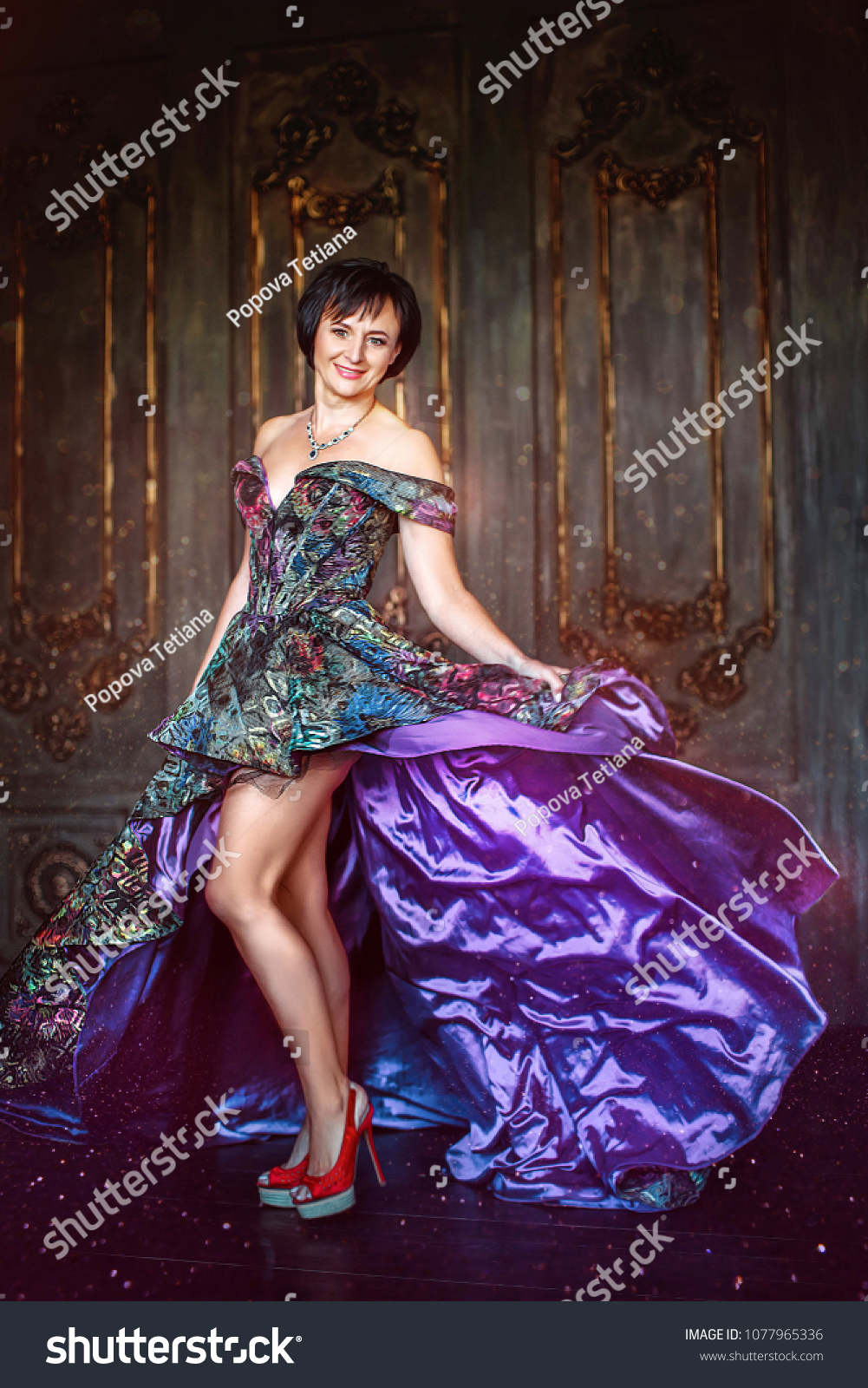 Charming Woman Luxurious Purple Dress 