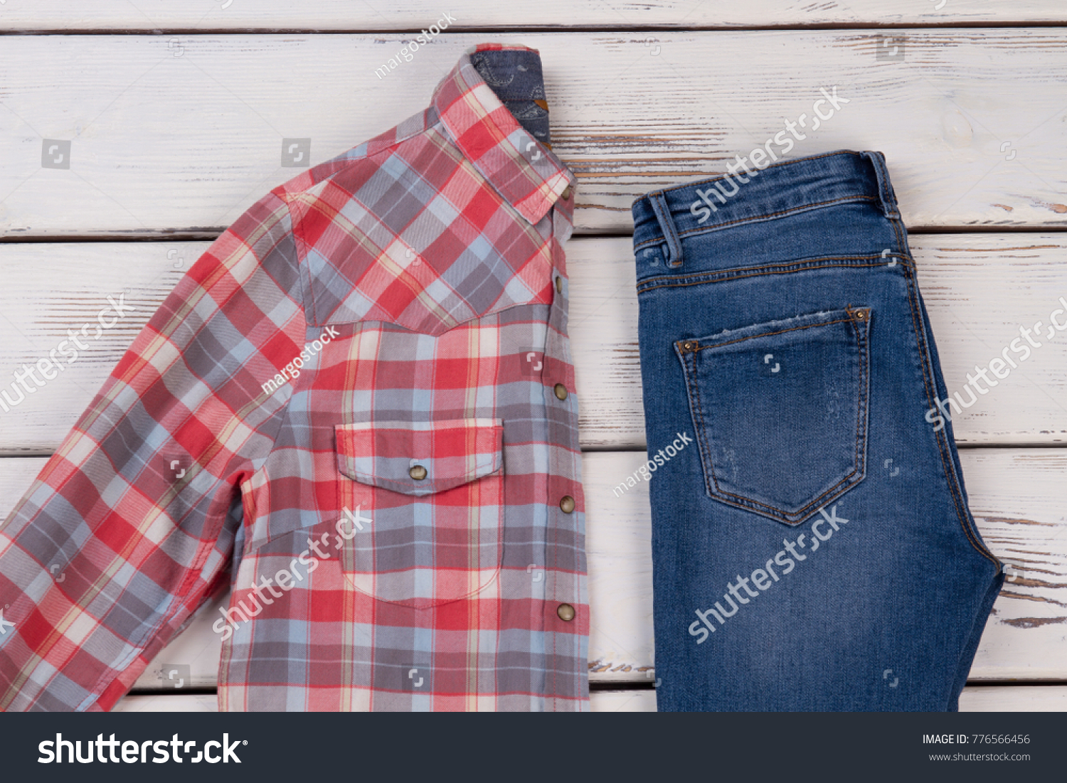 Check Flannel Shirt Jeans Classic ...