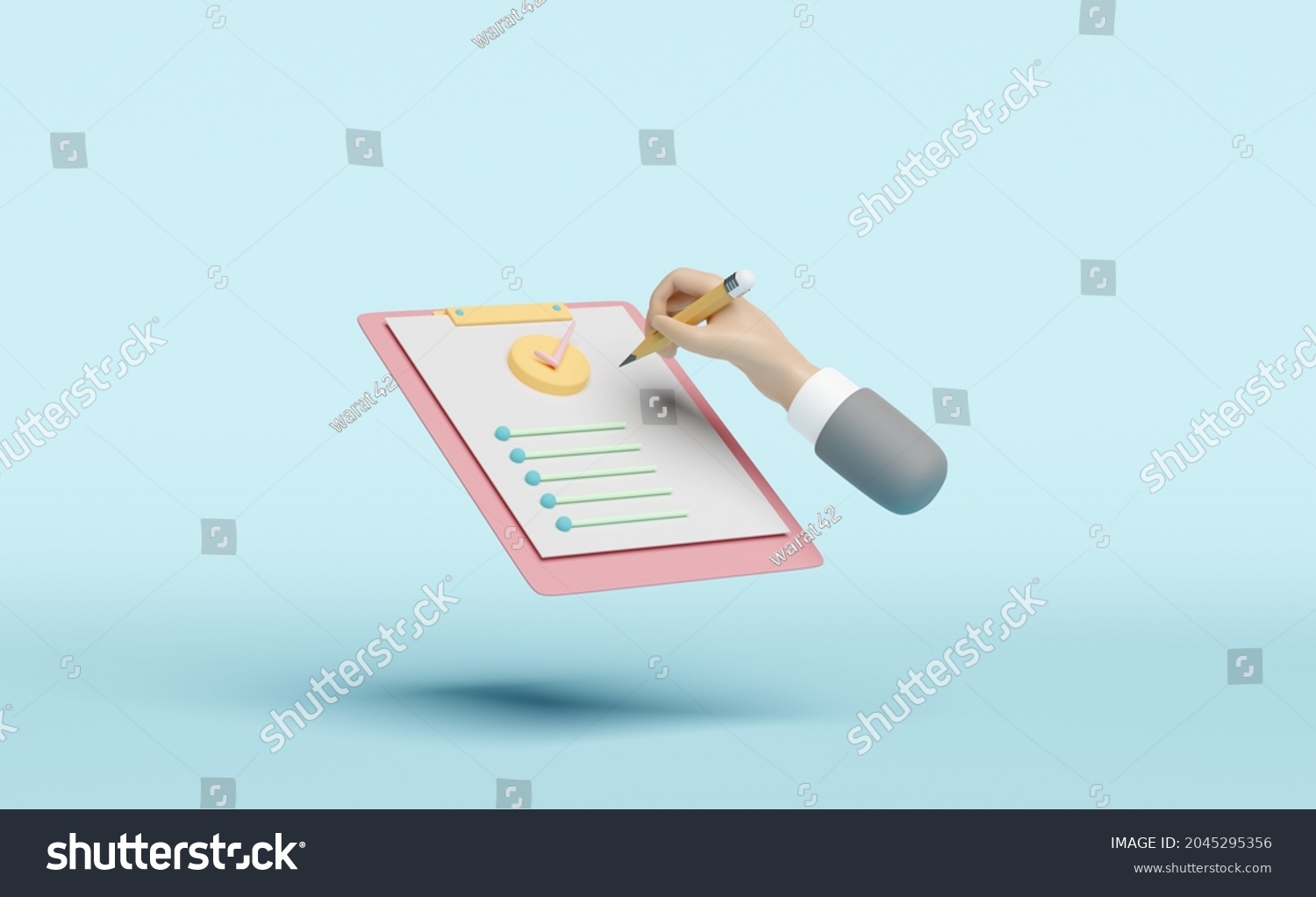 Check List Businessman Hands Holding Pencil Stock Illustration 2045295356