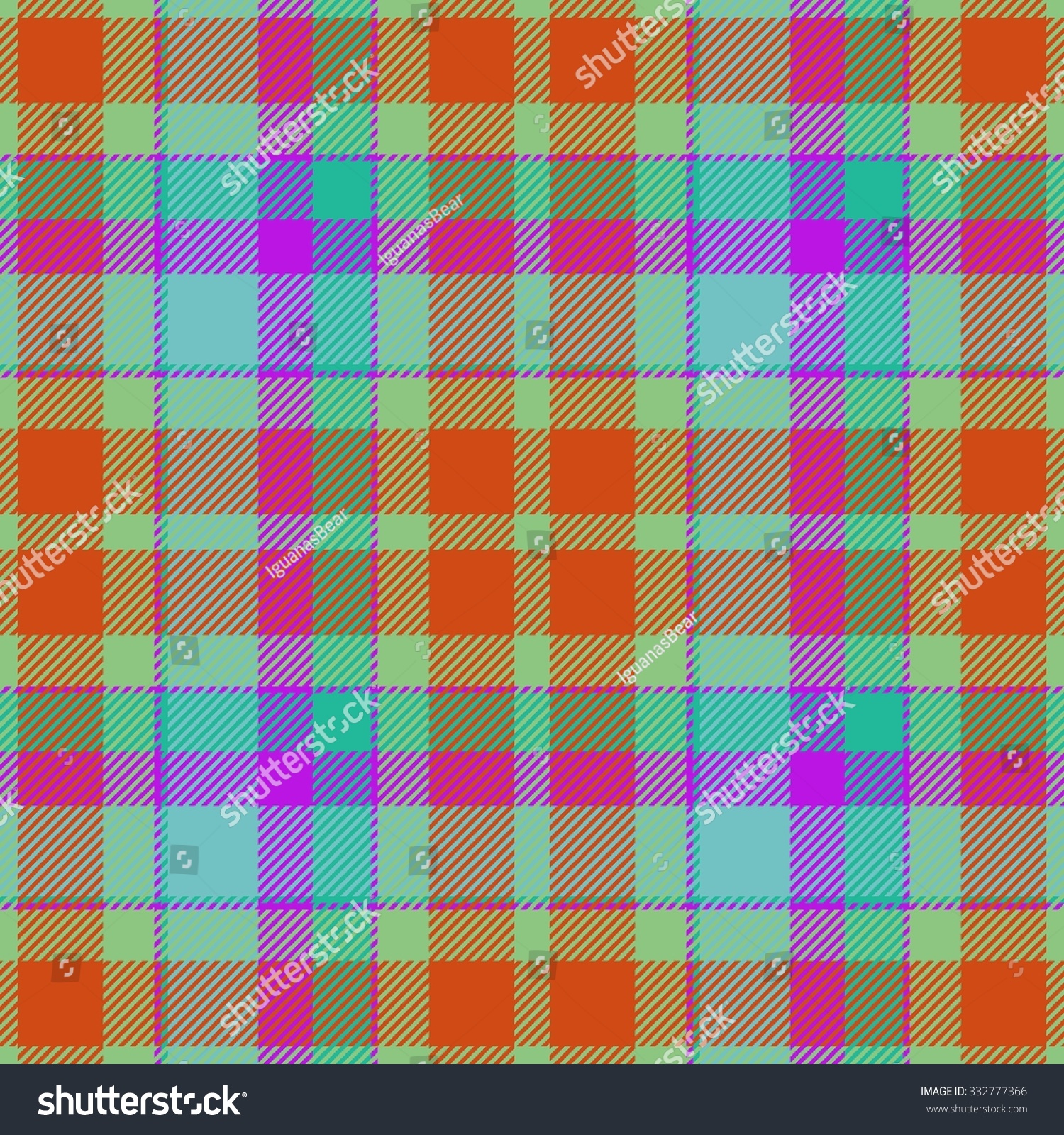 Checkered Orange Blue Purple Pattern Like A Fabric - Digitally Rendered ...