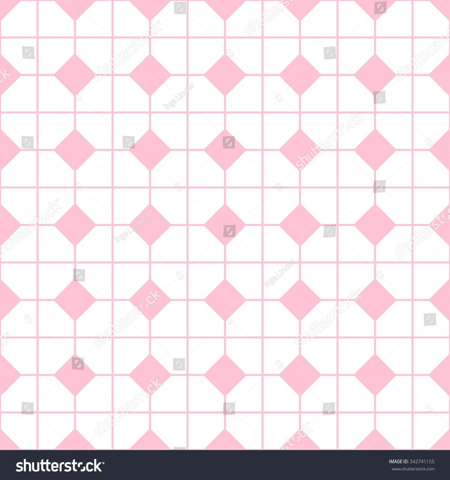 Checkered Tile Pattern Pink White Wallpaper Stock Illustration