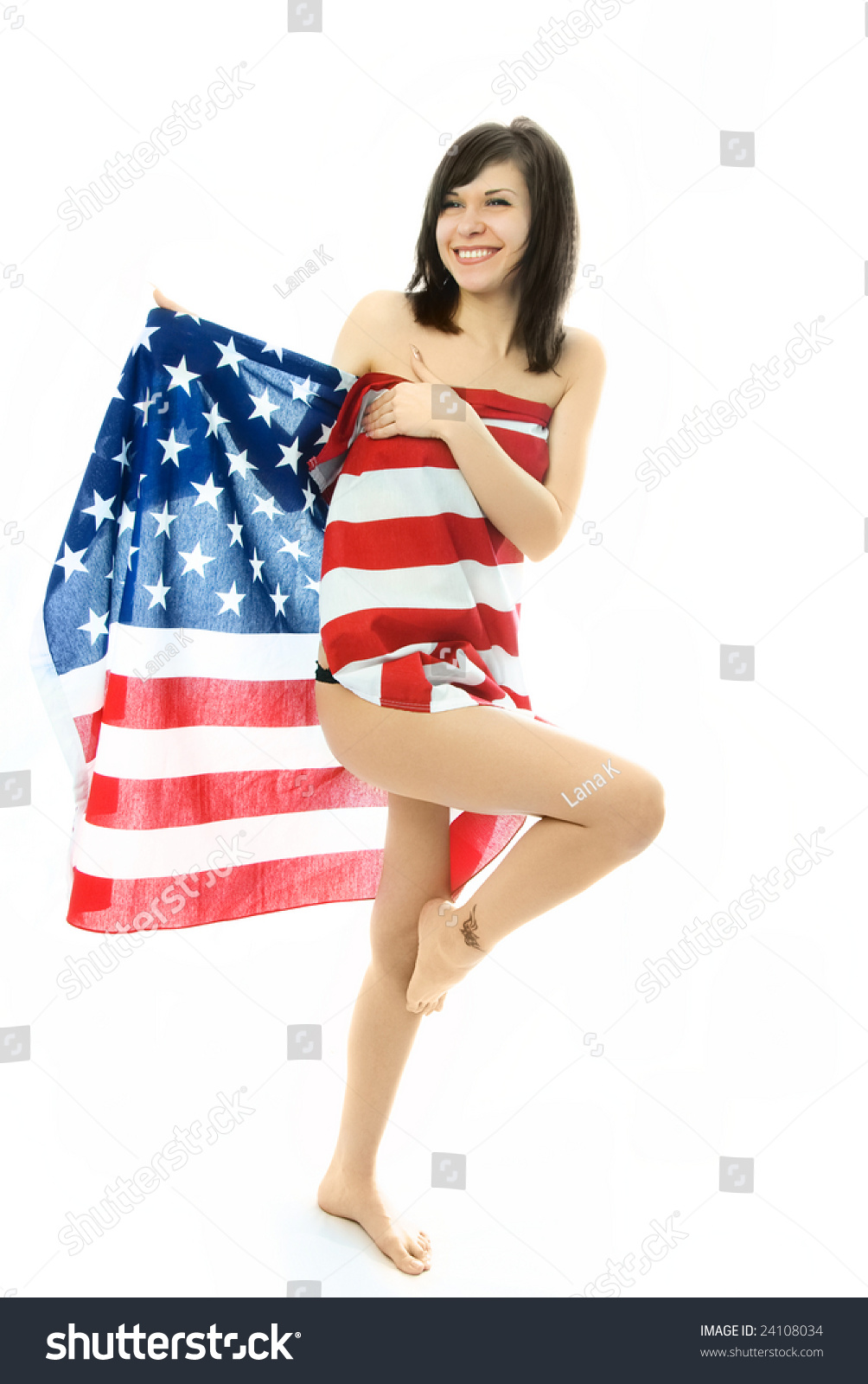 Cheerful Beautiful Nude Woman Wrapped Into Stock Photo Shutterstock