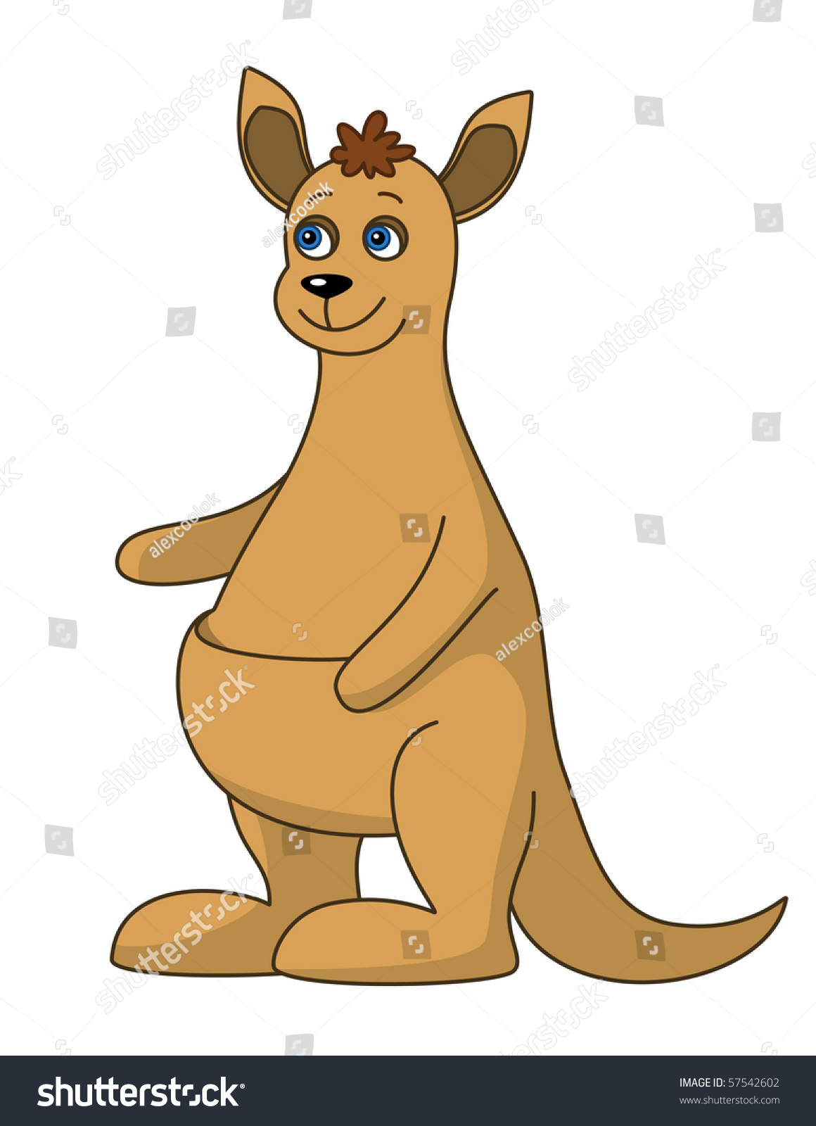 Cheerful Brown Isolated Kangaroo Blue Eyes Stock Illustration 57542602