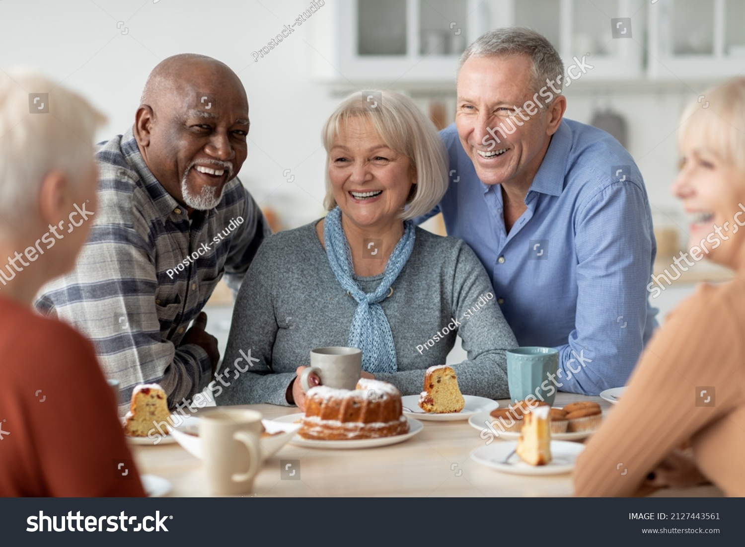 Cheerful Senior People Different Nationalities Sitting Stock Photo ...